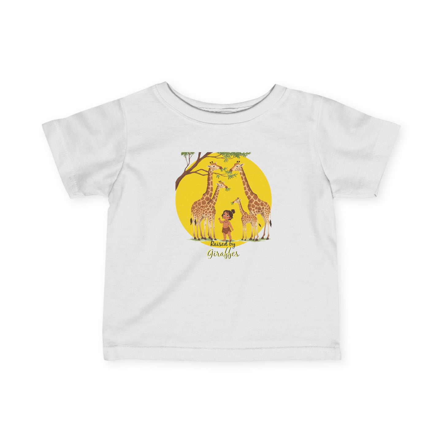 Cute, Funny Giraffe Infant Fine Jersey Tee - 'Raised By Giraffes' Shirt - Perfect Baby Gift - Schmartypants