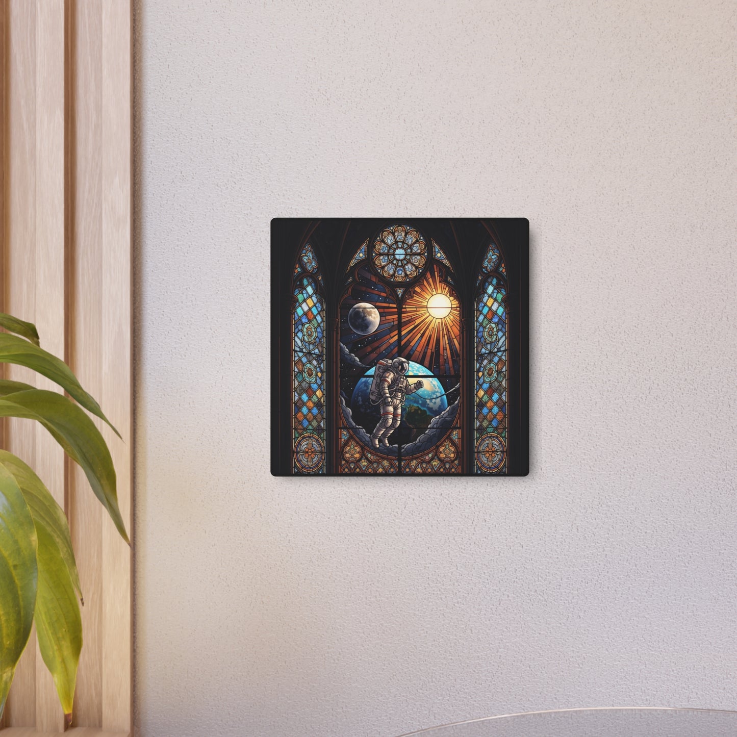 Astronaut Stained Glass Metal Art Sign | Unique Wall Decor, Space Decor, Gift for Astronomy Lovers, Home and Office Art, Sci-Fi Wall Art