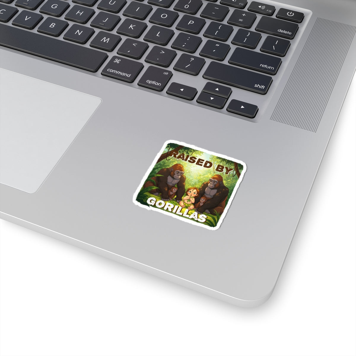 'Raised by Gorillas' Kiss-Cut Stickers - Fun Animal Lovers Decor (female character version) - Schmartypants