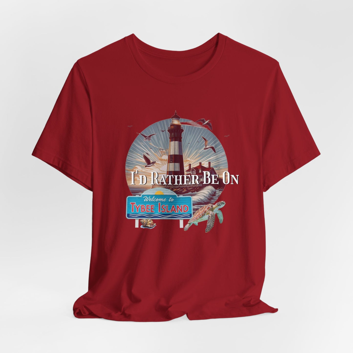 Tybee Island Georgia Unisex Jersey Tee, Laid-Back Beach Lighthouse Shirt, Island Lifestyle Apparel, Coastal Vacation Souvenir Top, Beach