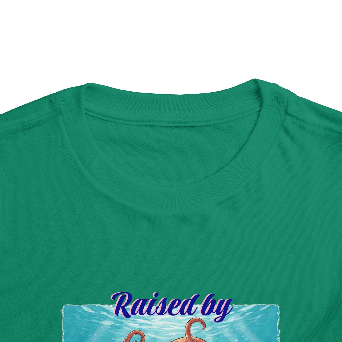 Toddler Short Sleeve Tee: Funny 'Raised by Octopuses', Kid's Fun Tee, Aquatic Graphics Shirt, Marine Life Gift, Nautical Outfit