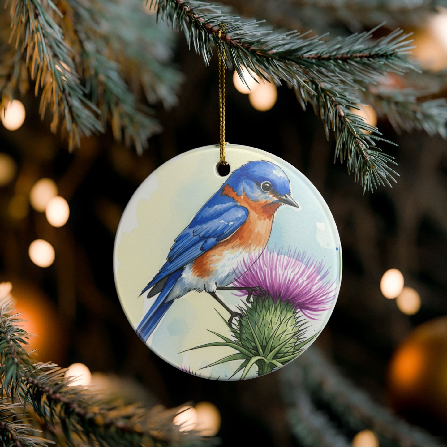 Ceramic Bird Ornament, Nature Decor, Gifts for Bird Lovers, Bluebird Christmas Ornament, Home & Garden Decoration, Seasonal Decor