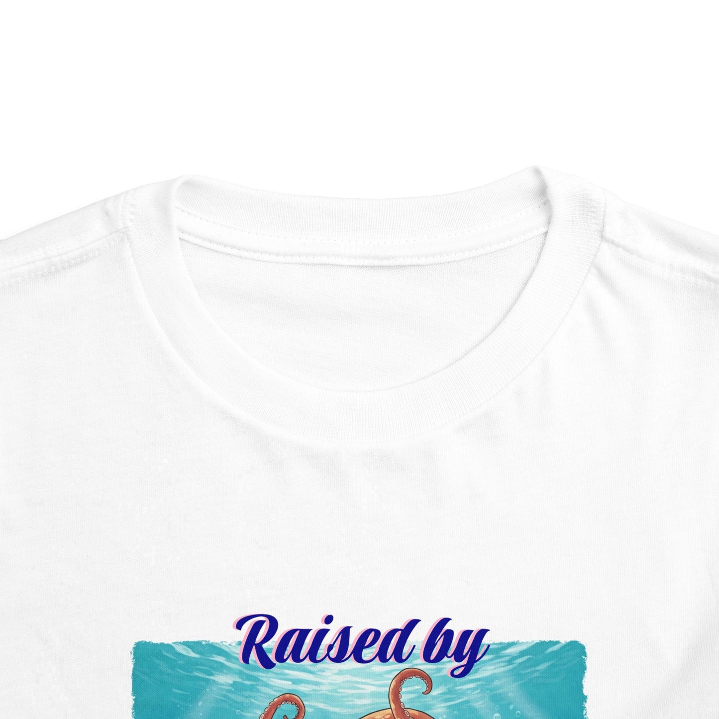 Toddler Short Sleeve Tee: Funny 'Raised by Octopuses', Kid's Fun Tee, Aquatic Graphics Shirt, Marine Life Gift, Nautical Outfit