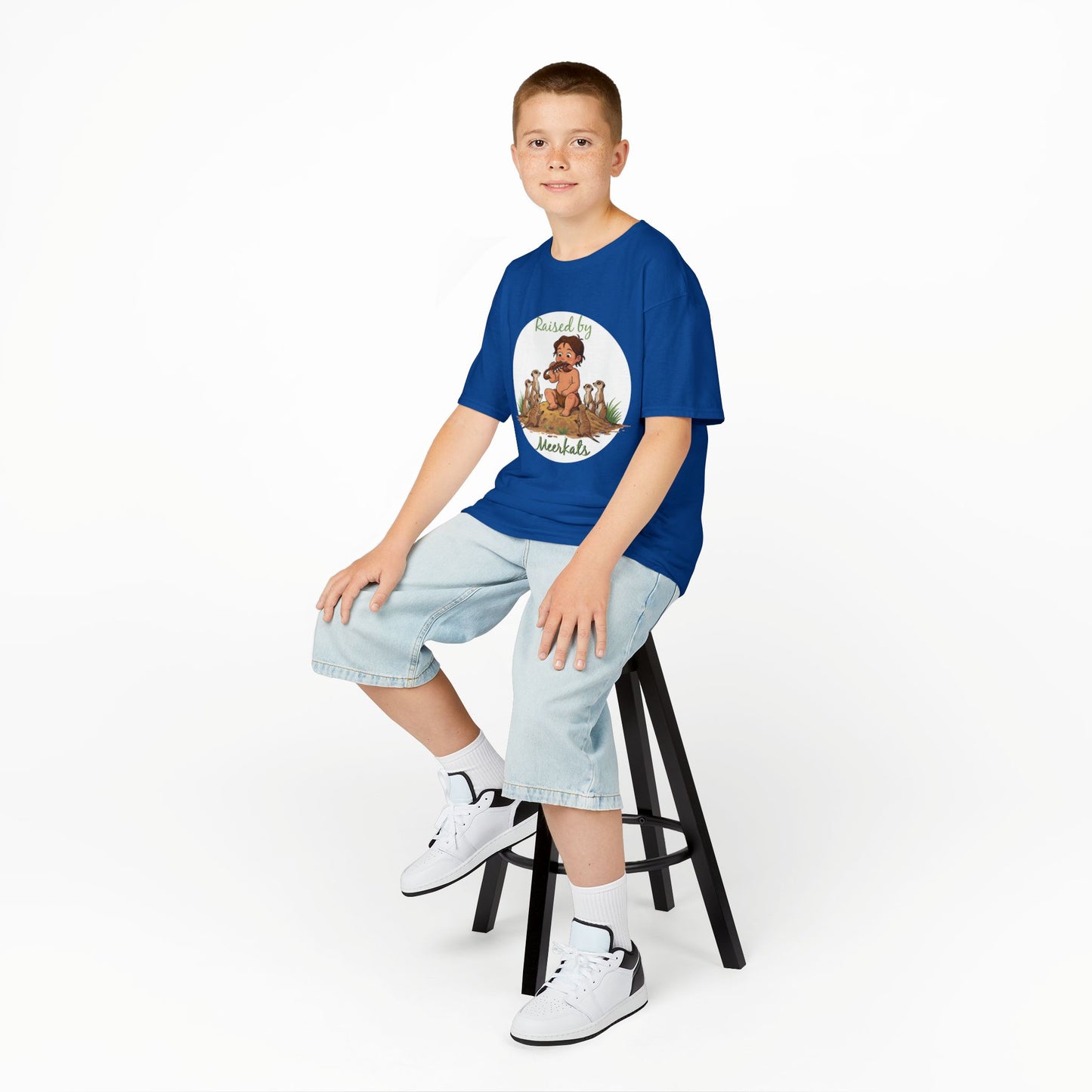 Kids Heavy Cotton™ Tee - Hilarious 'Raised by Meerkats' Design, Cute Animal Tee, Fun Kids T-Shirt, Playful Gift for Animal Lovers, Birthday or Holiday Outfit - Schmartypants