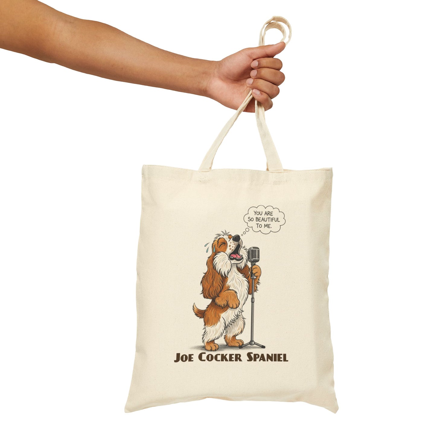 Humorous 'Joe Cocker Spaniel' Dog Lover Tote Bag, Art, Eco-Friendly Shopping Bag, Pet Gifts, Funny Animal Canvas Bag
