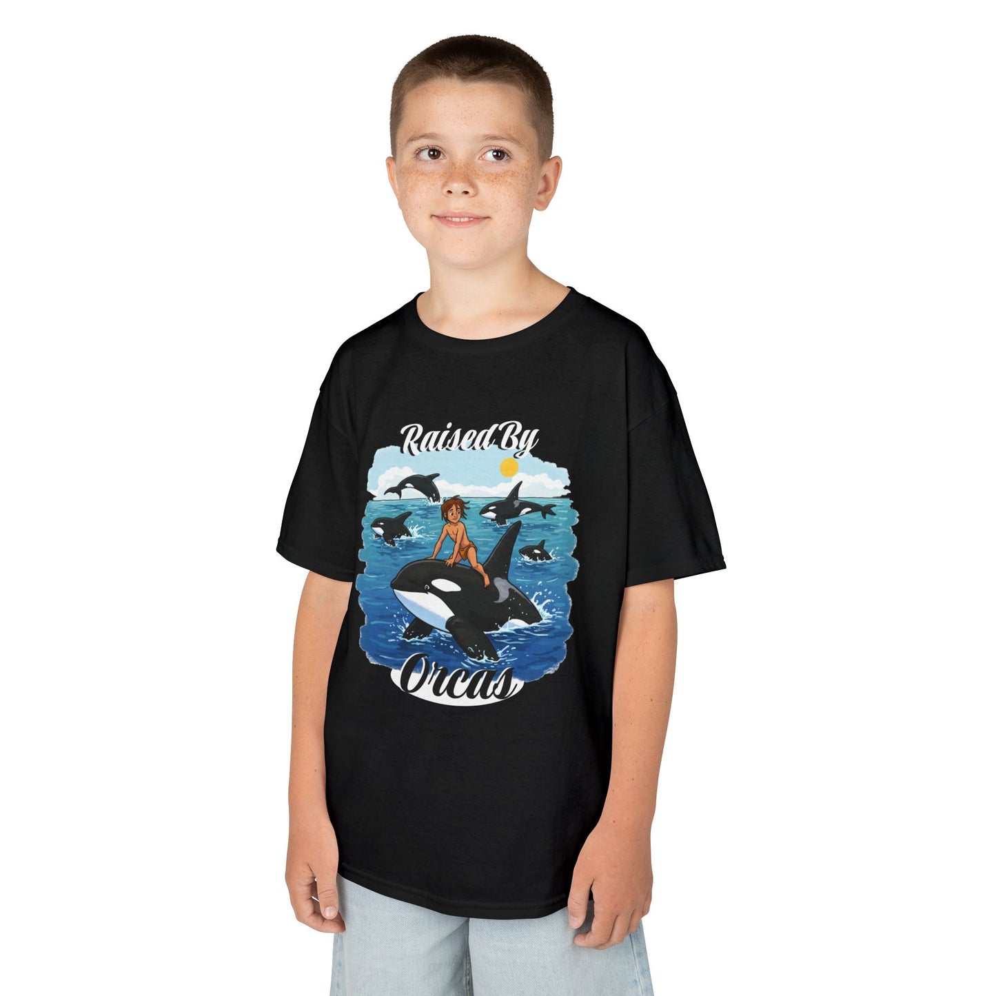 Funny Whale-Themed Kids Tee, 'Raised By Orcas' Shirt - Perfect for Ocean Lovers, Gifts for Birthdays, Summer Camps, Beach Days, Fun Tees