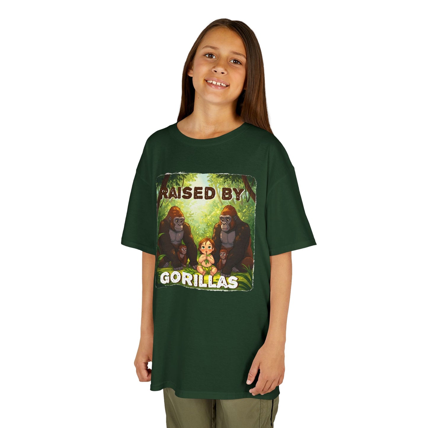 Funny Adorable 'Raised by Gorillas' Kids Tee - Fun Jungle Adventure T-Shirt - Schmartypants