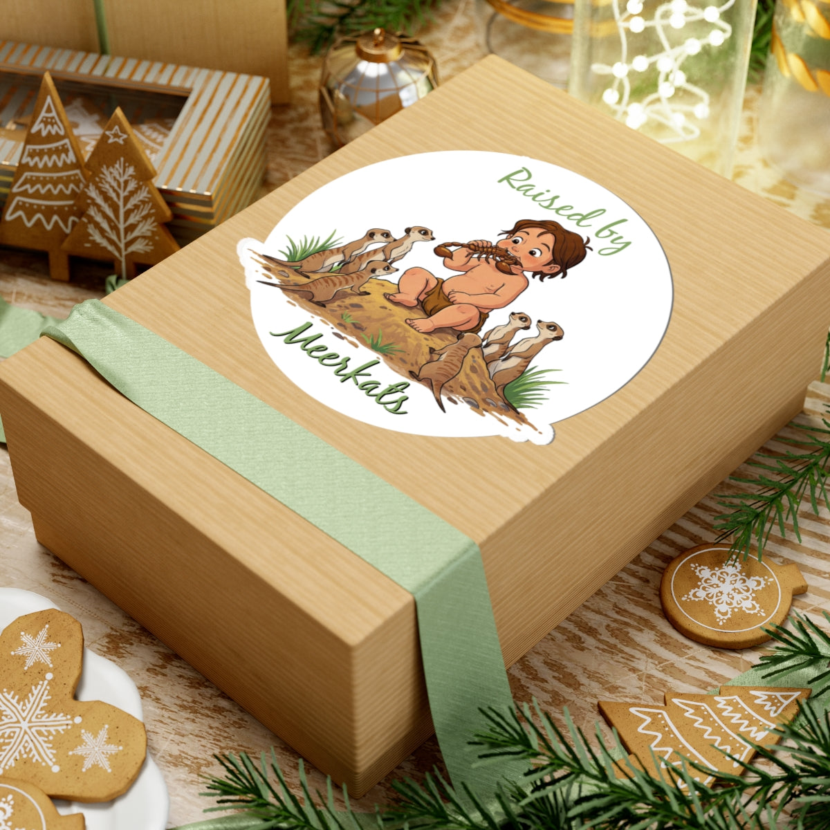 Funny 'Raised by Meerkats' Stickers for Kids - Fun Animal Décor - Schmartypants
