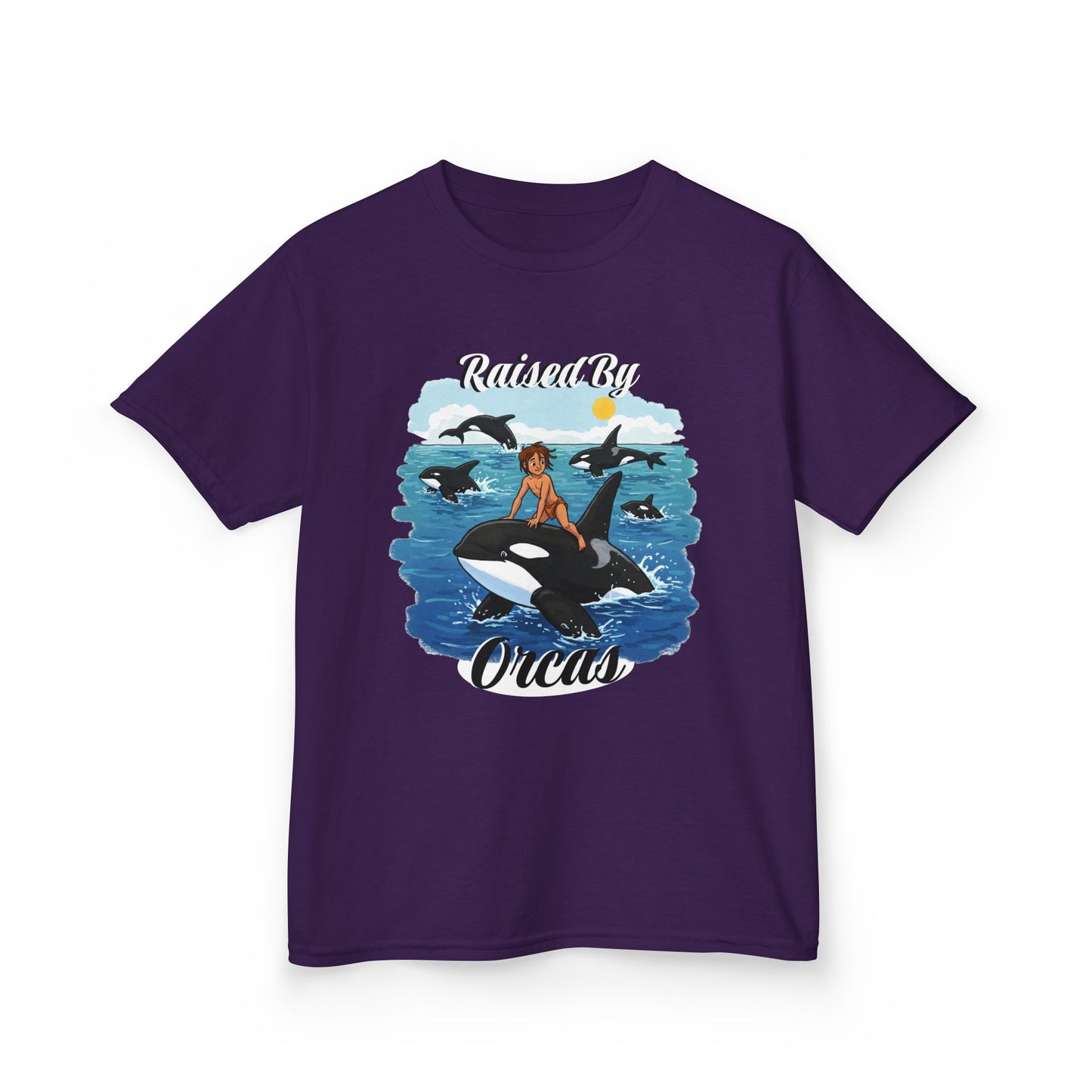 Funny Whale-Themed Kids Tee, 'Raised By Orcas' Shirt - Perfect for Ocean Lovers, Gifts for Birthdays, Summer Camps, Beach Days, Fun Tees
