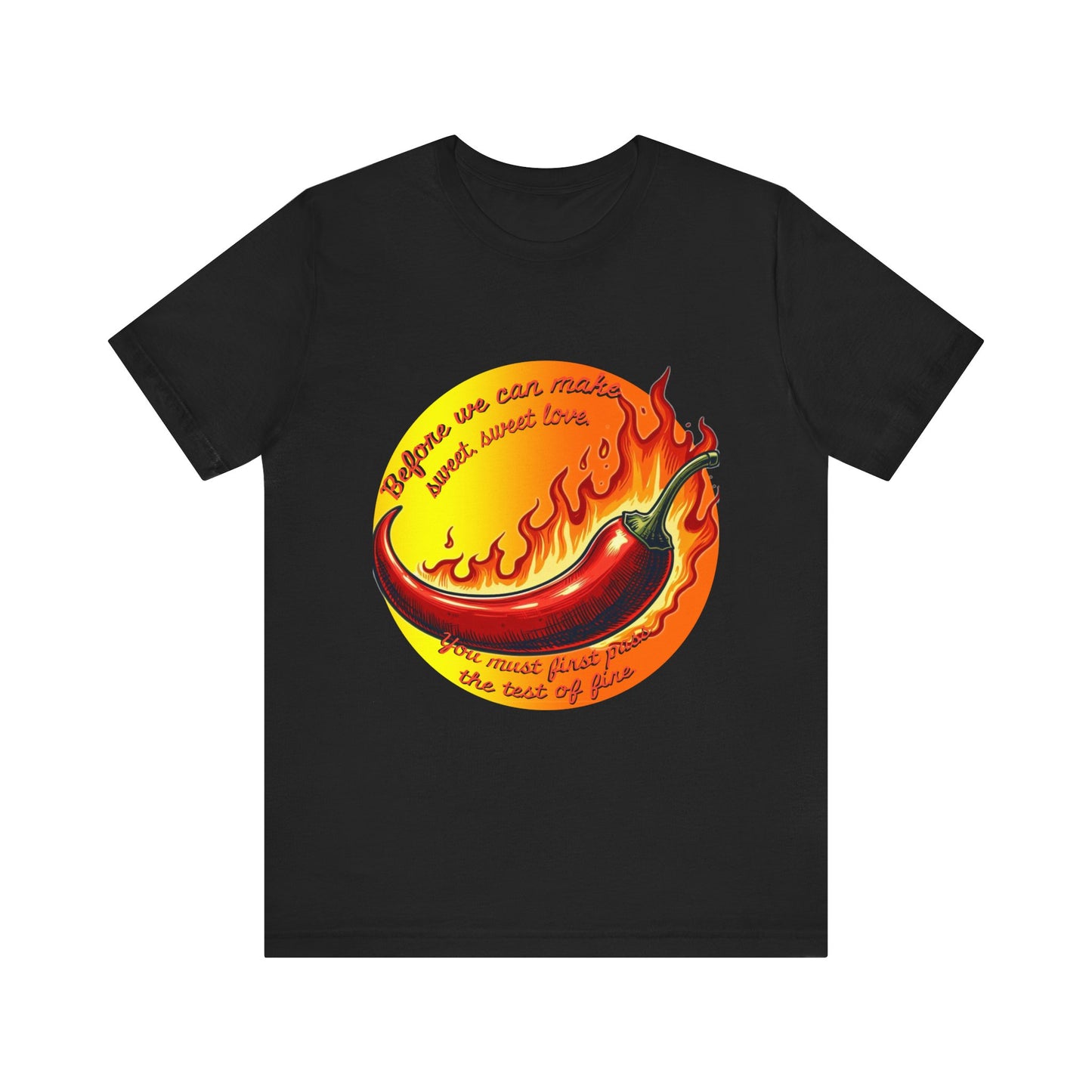 Spicy Love Graphic Tee - Funny Unisex Jersey T-Shirt for Couples - Chili Pepper Humor - Schmartypants