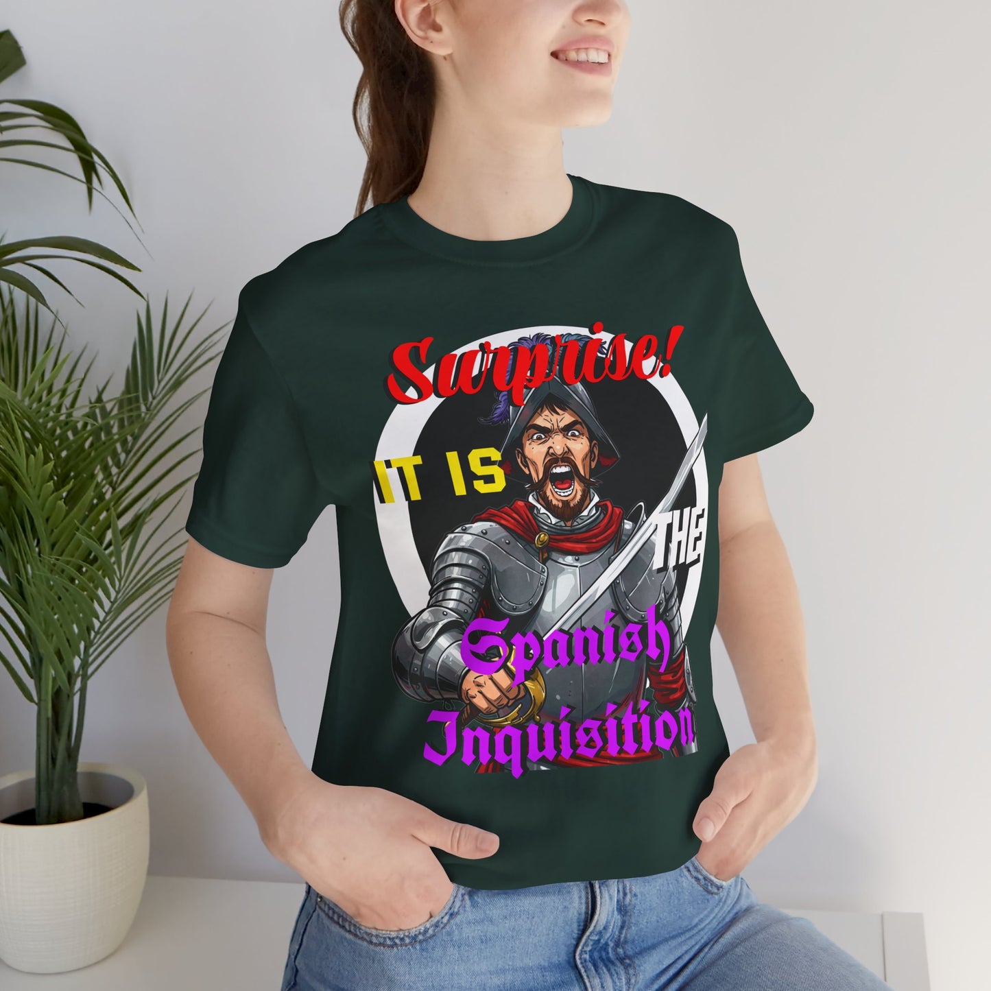 Hilarious Spanish Inquisition T-Shirt, British Humor Tee, Unisex Short Sleeve, Ideal for Parties, Gifts, Comedy Lovers
