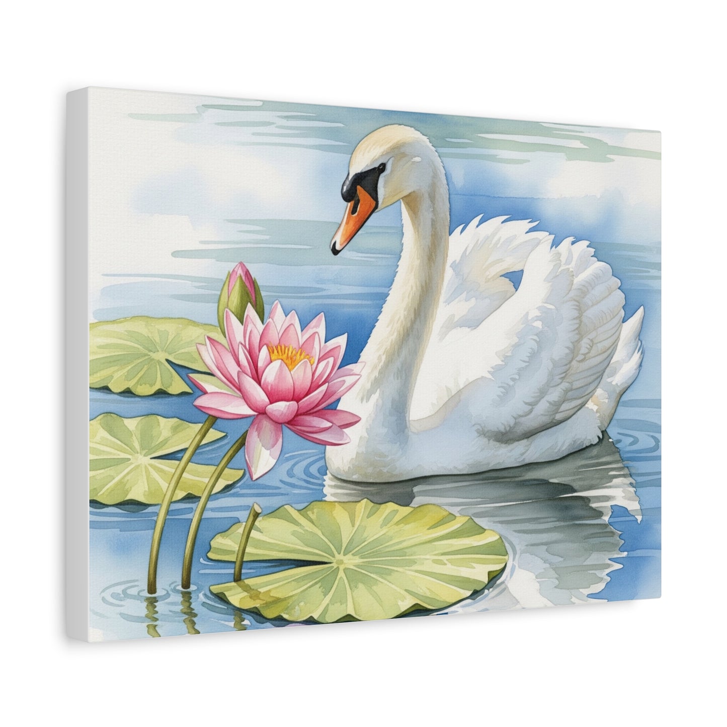 Swan and Lotus Canvas Art, Home Décor, Nature Wall Art, Gift for Nature Lovers, Floral Artwork