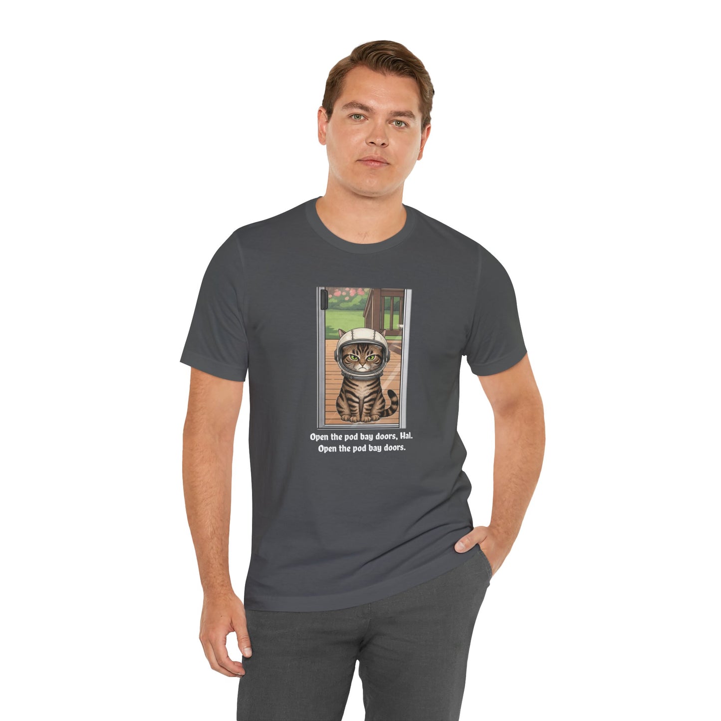 Cat Astronaut Tee, Funny Cat Shirt, Cat Lover Gift, Space Sci-Fi Tee, Hal 2001 Humor Shirt, Unisex Jersey Tee