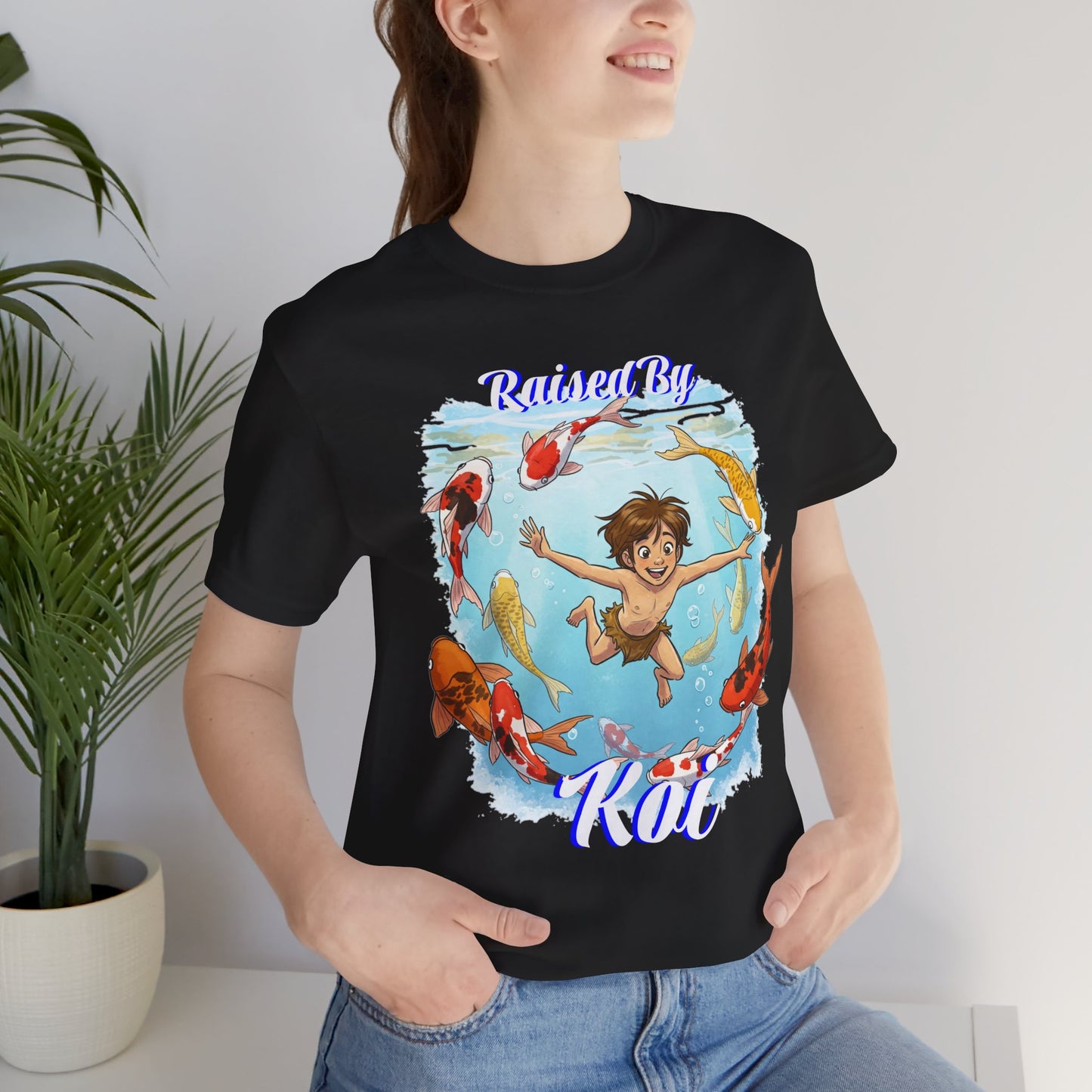 'Raised By Koi; Unisex Jersey Tee - Funny Graphic Tee for Aquatic Lovers, Cute Gift for Birthdays, Casual Wear, Summer Fashion, Relaxed Style - Schmartypants