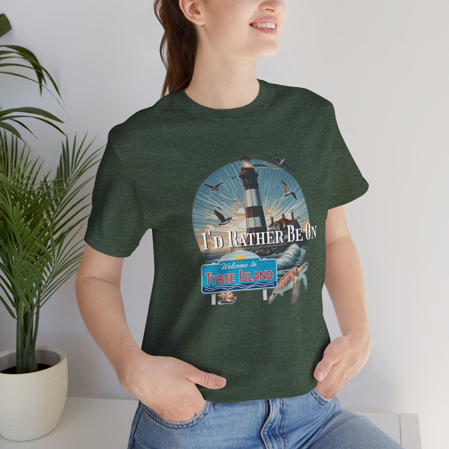 Tybee Island Georgia Unisex Jersey Tee, Laid-Back Beach Lighthouse Shirt, Island Lifestyle Apparel, Coastal Vacation Souvenir Top, Beach