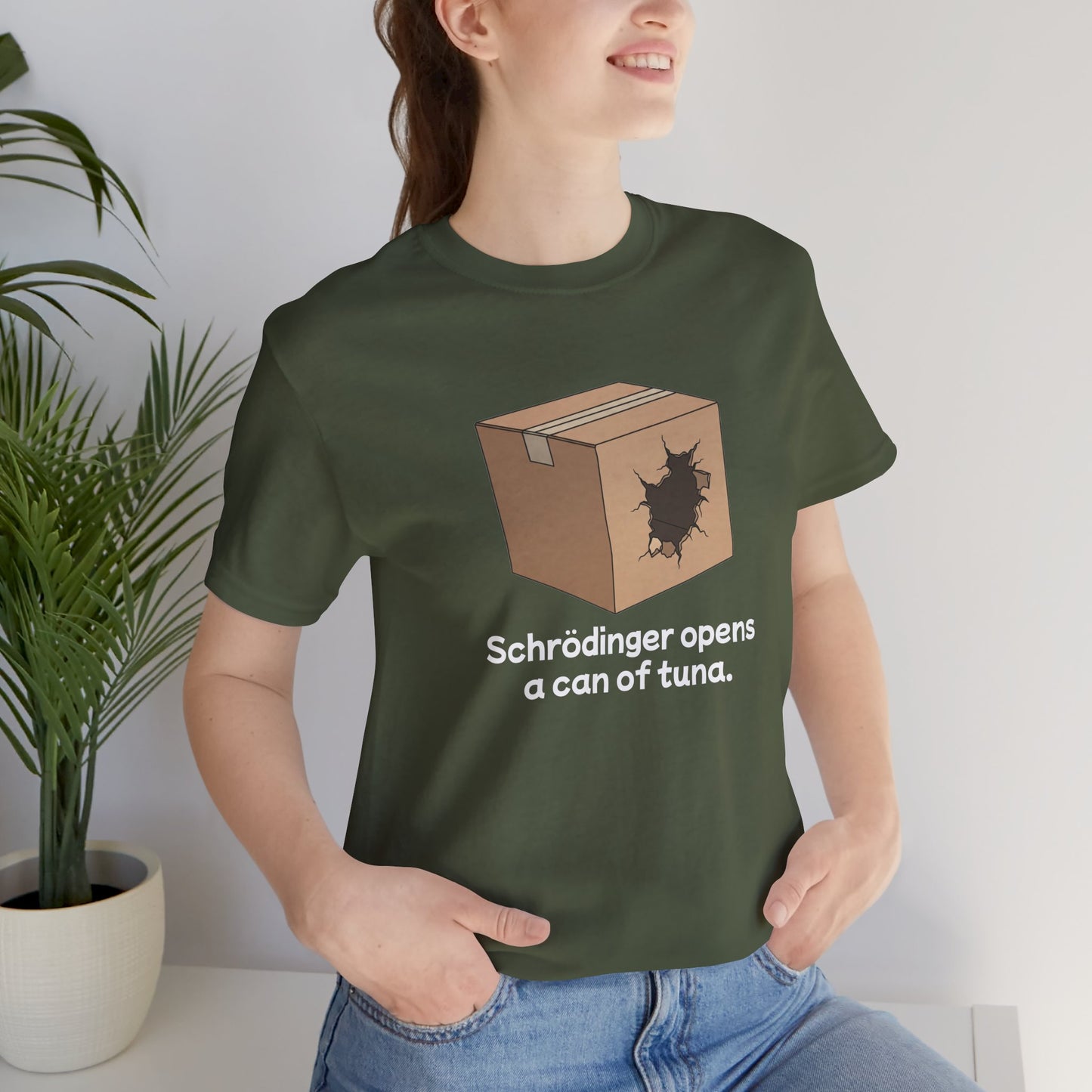 Funny Science Tee: Schrödinger's Cat Hears a Can Opener, Gift for Nerds, Science Lovers, Casual Wear, Unisex T-Shirt, Humor Apparel