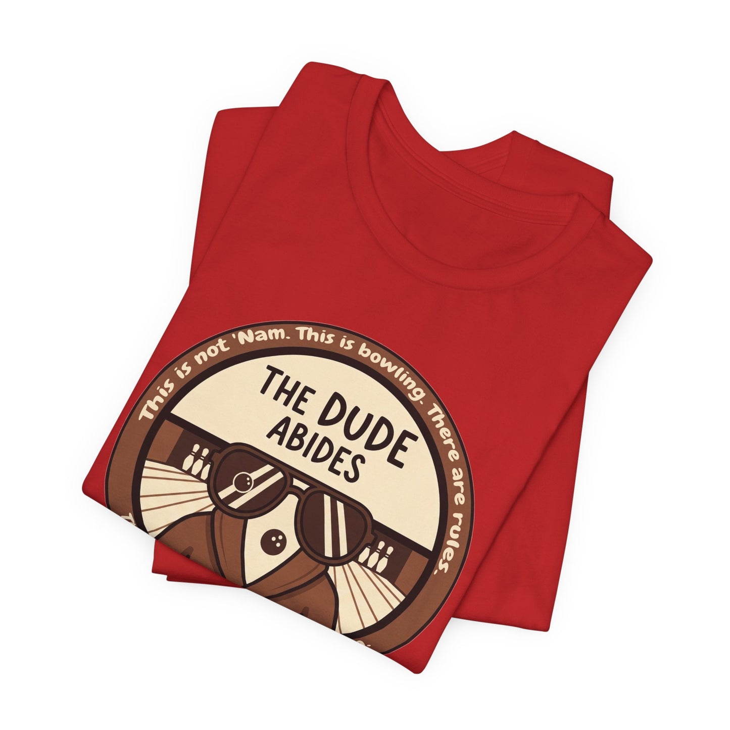 The Dude Abides Tee, Unisex T-Shirt for Movie Lovers, Gift for The Big Lebowski Fans, Casual Wear, Retro Vibe Bowling Tee