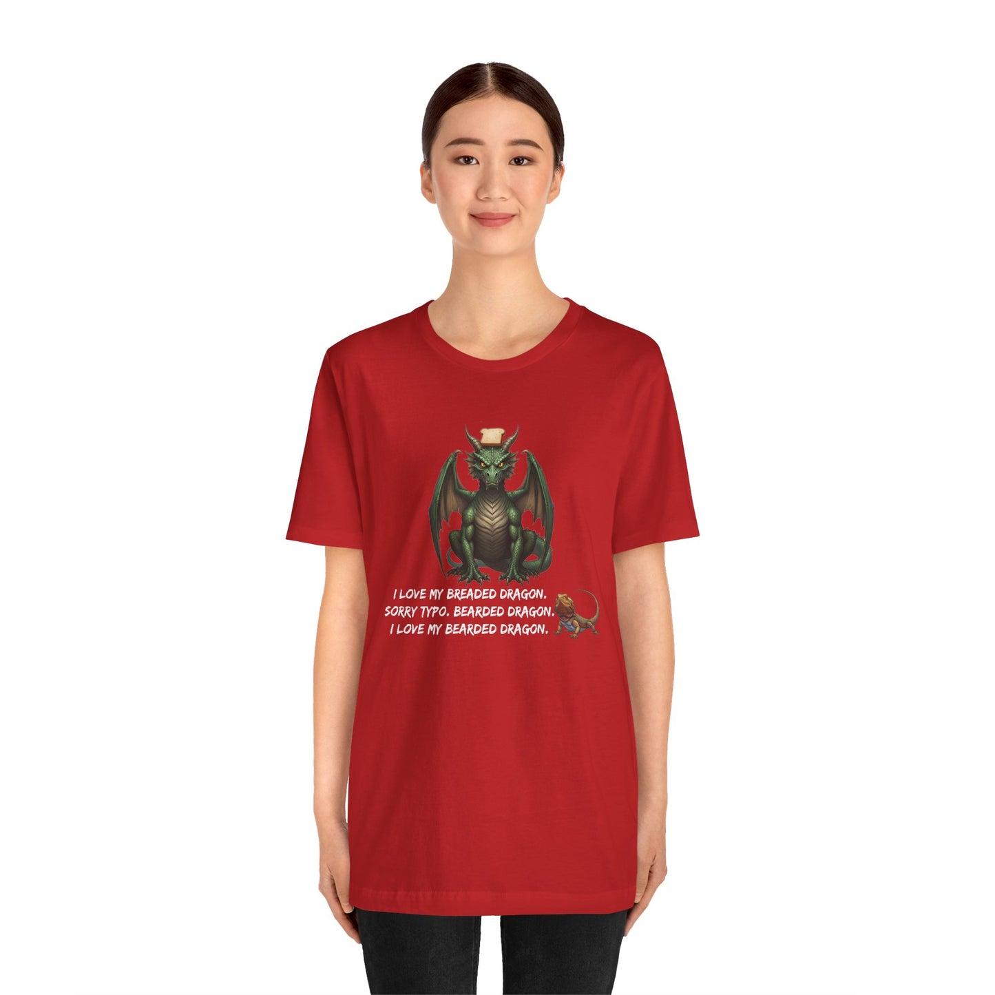 Funny Bearded Dragon Typo Unisex Tee, I Love Breaded Dragons Sorry Typo, Bearded Dragon Shirt, Pet Owner Gift, Reptile Lover Shirt, Dragon