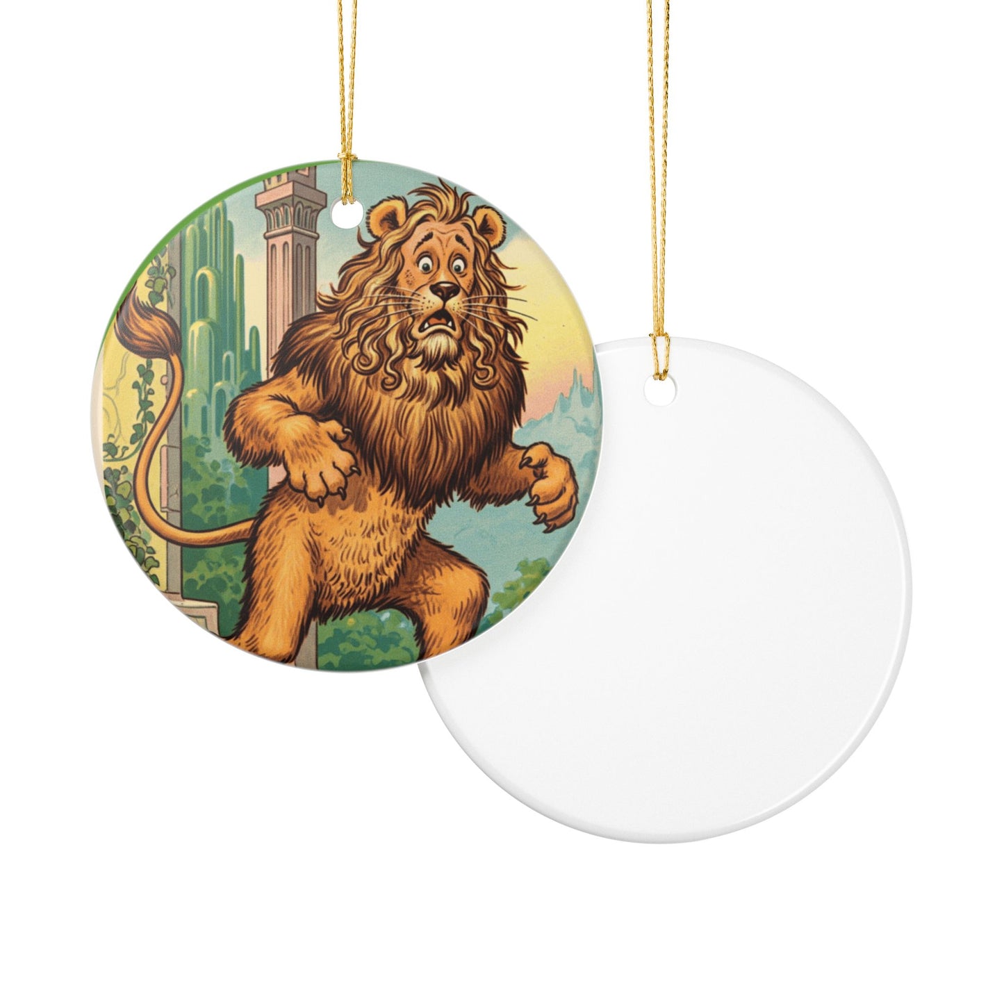 Cowardly Lion Ceramic Ornament - Wizard of Oz Decor, Unique Gift, Holiday Decoration, Office Charm, Animal Lover's Keepsake
