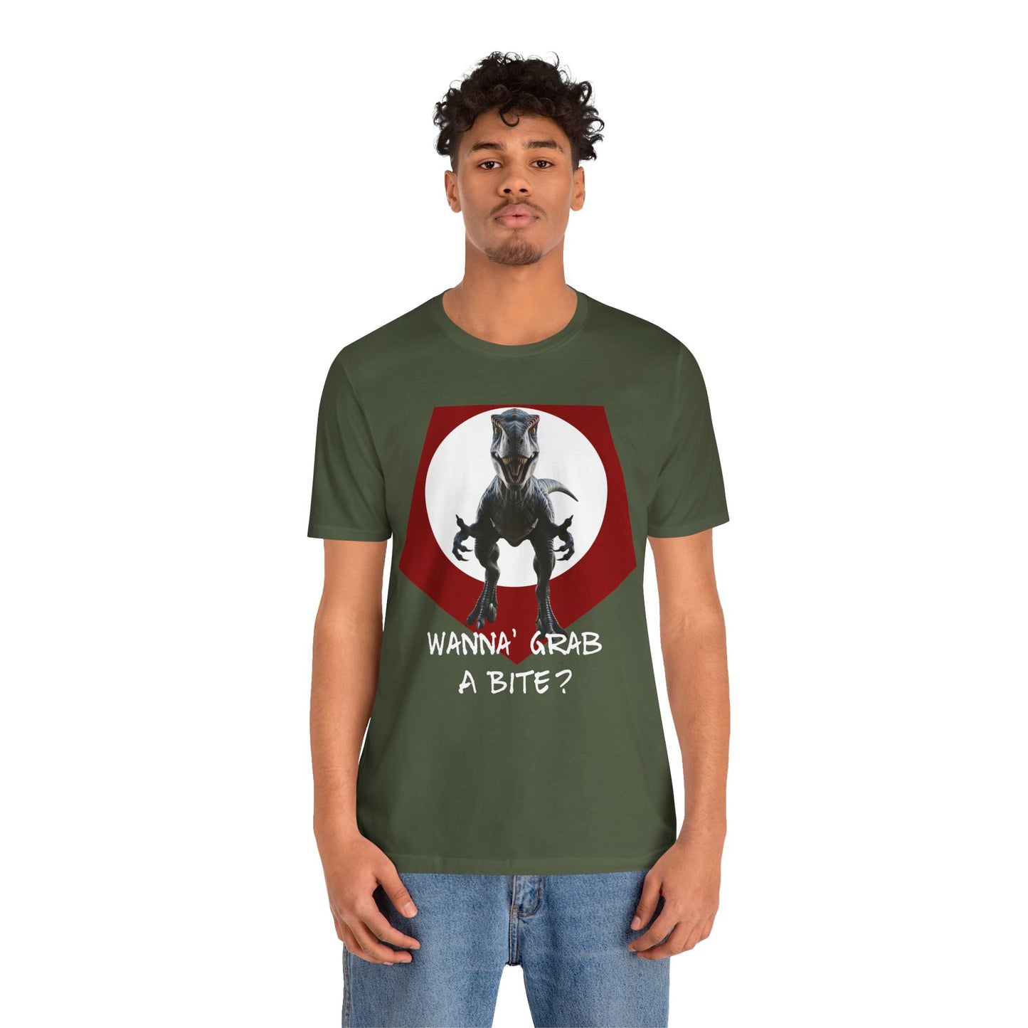 Funny Dinosaur Velociraptor 'Grab a Bite' Graphic Tee - Perfect for Casual Wear, Birthday Gifts, Jurassic Theme Parties, Chefs