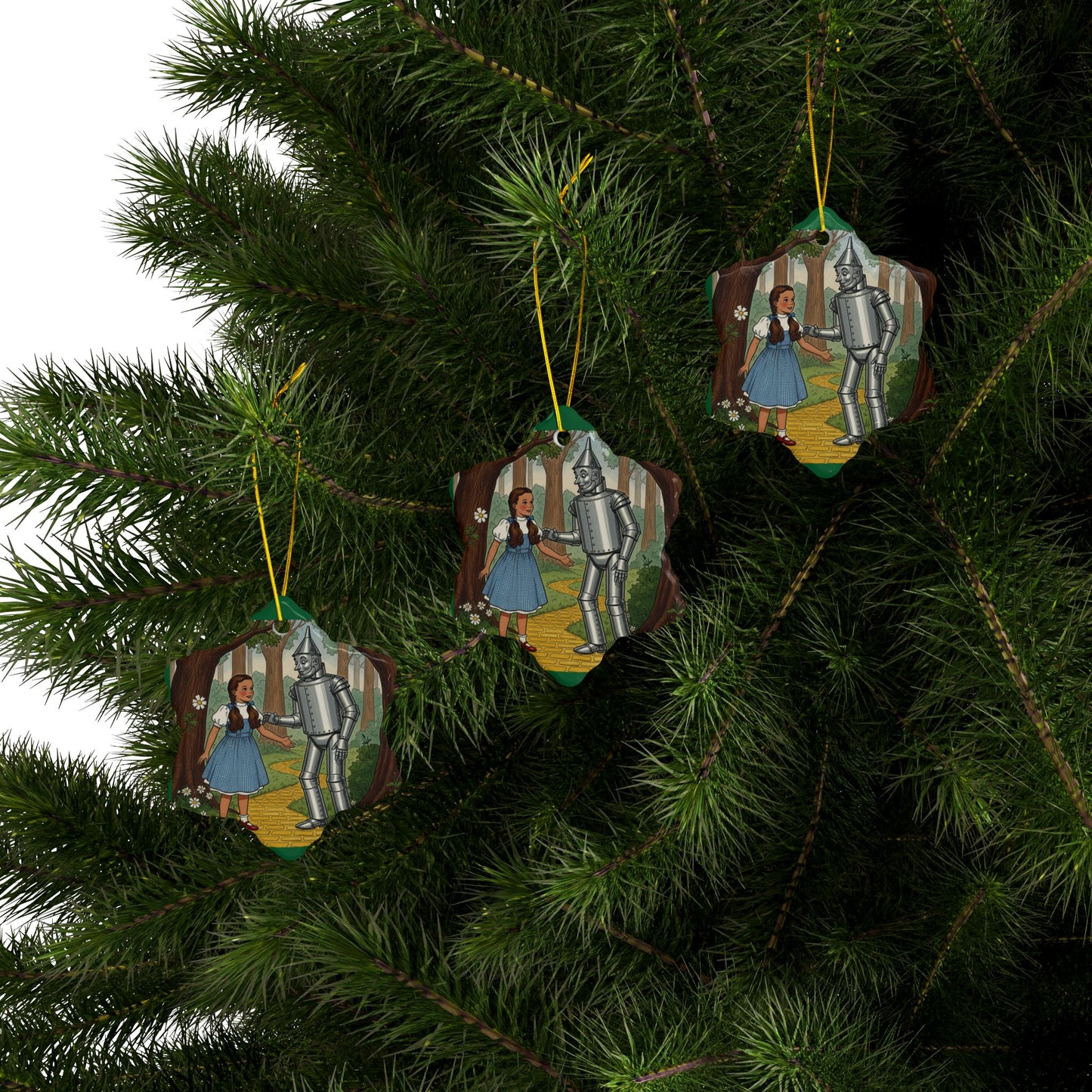 Whimsical Ceramic Ornaments, Wizard of Oz Decor, Holiday Tree Decorations, Unique Gifts for Kids, Magical Keepsakes, 2-Sided Print