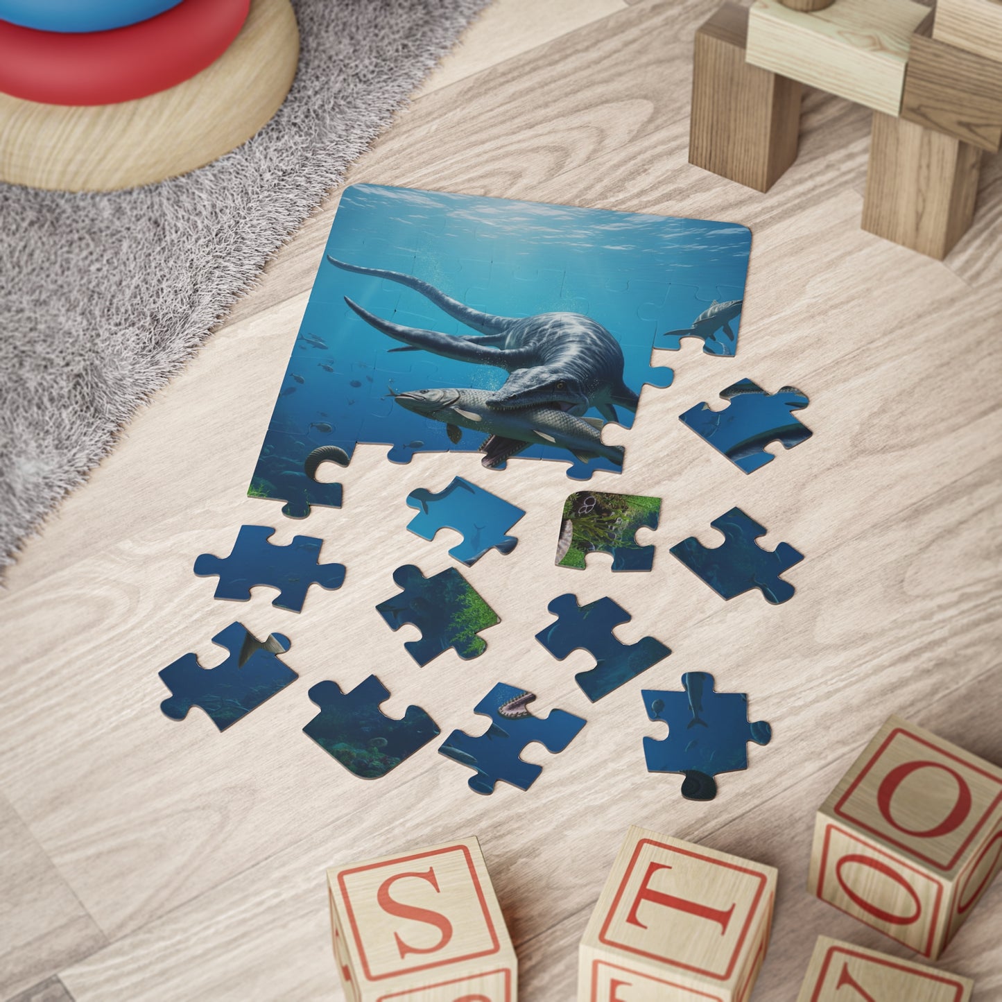 Ichthyosaurus Marine Reptile, Dinosaur Kids' Ocean Adventure Puzzle, 30-Piece Educational Game, Underwater Exploration Toy, Jurassic Toy