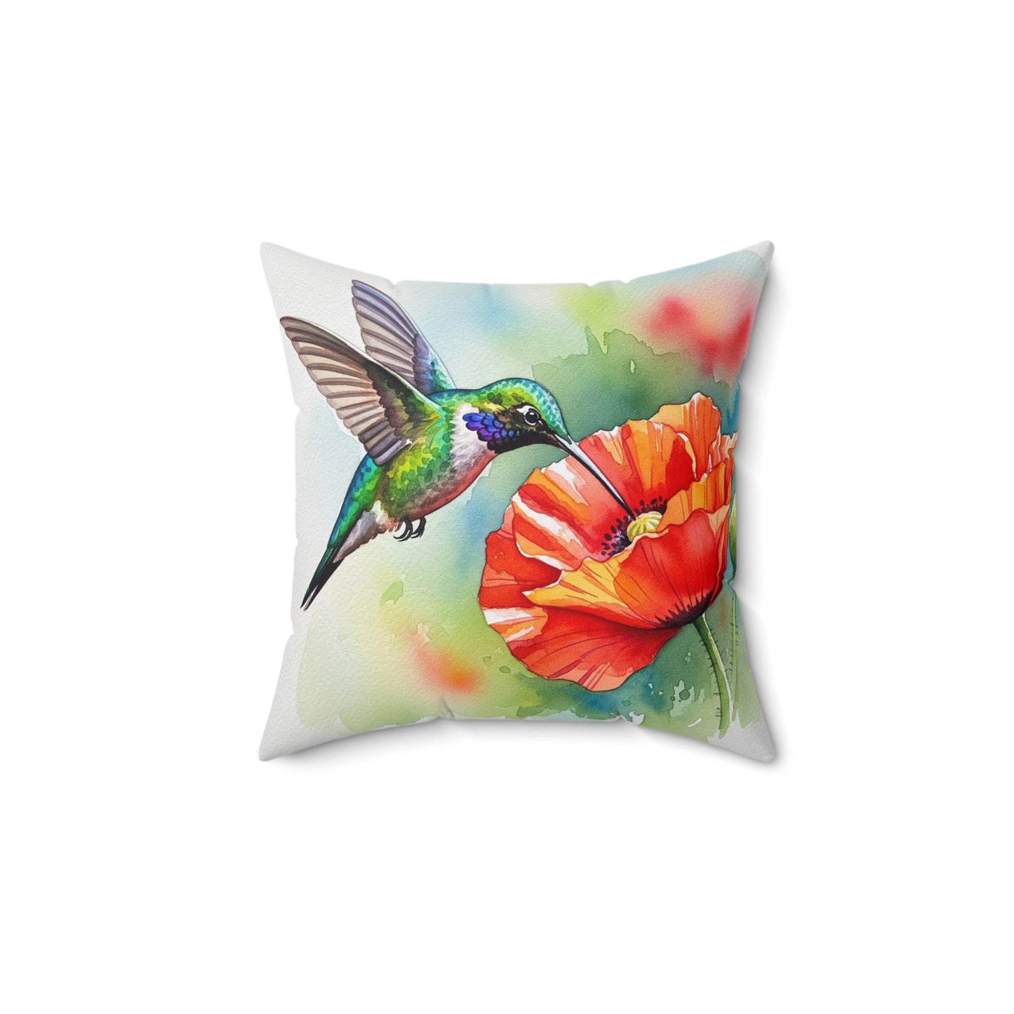 Vibrant Hummingbird Pillow - Floral Decor, Home Accent, Gift for Nature Lovers, Botanical Art, Spring Decor