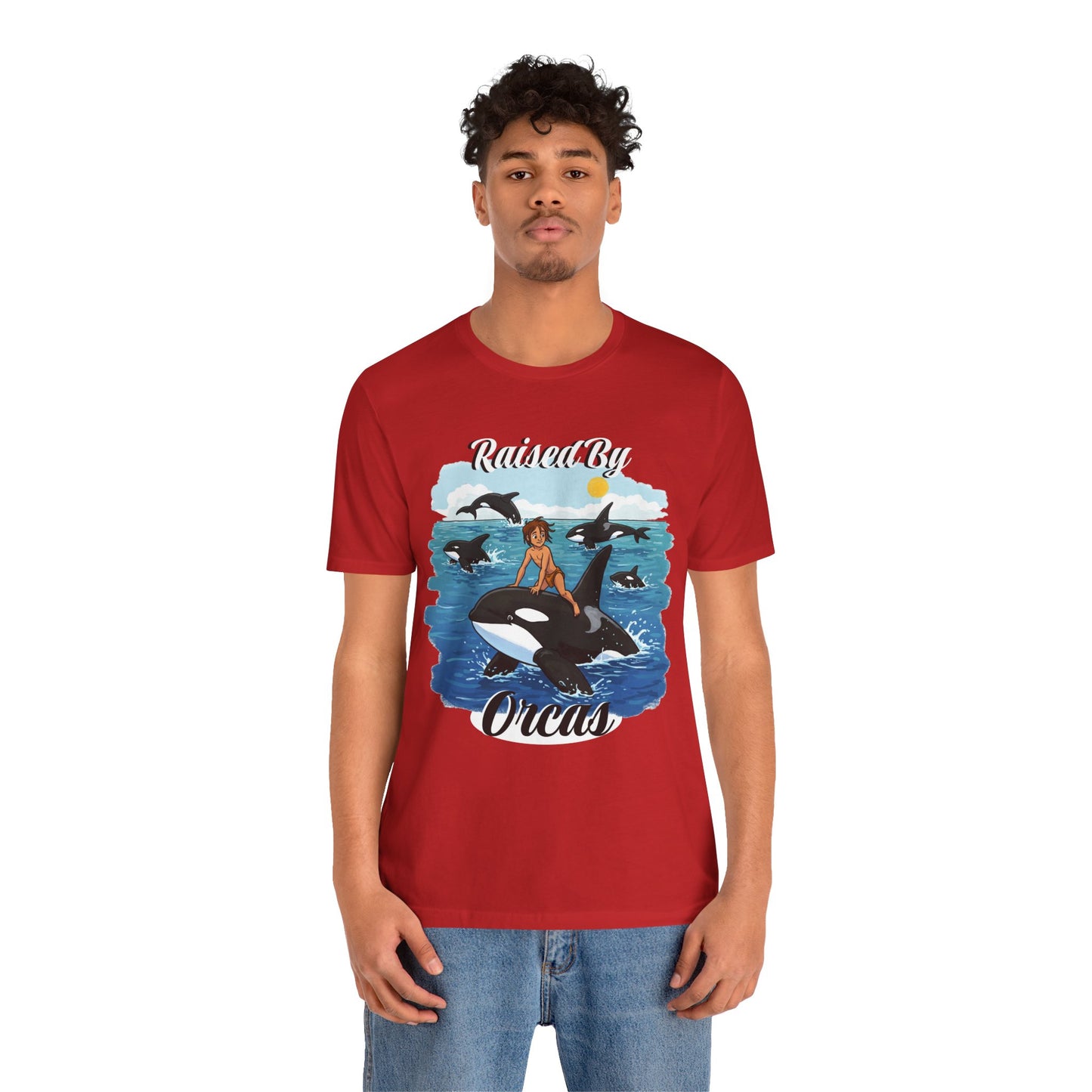 Funny 'Raised by Orca's' Tee - Perfect for Ocean Lovers, Beach Days, Summer Vacations, Gift for Marine Life Enthusiasts, Cute Animal Shirt