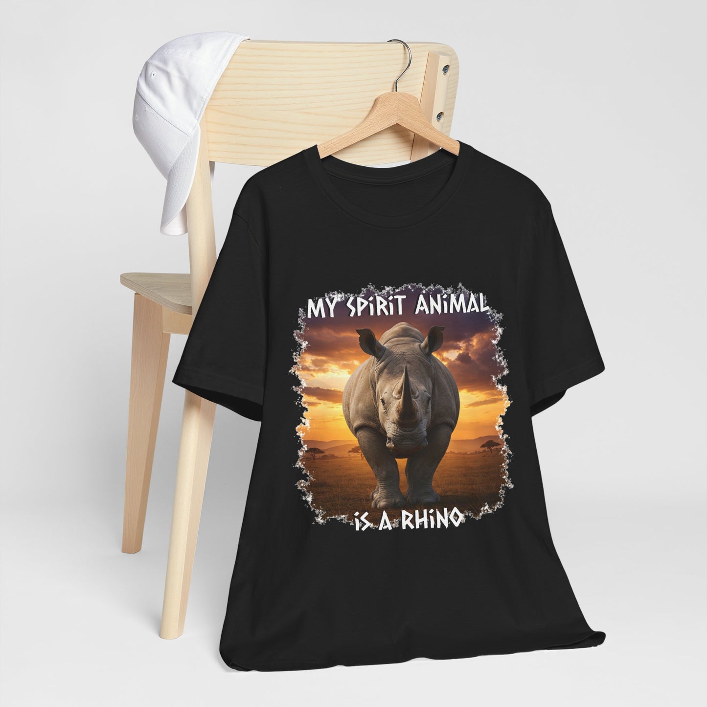 Rhino Spirit Animal Tee, Charging Rhinoceros Shirt for Nature Lovers, Zoo Outings, Safaris, Unisex Jersey Short Sleeve Tee