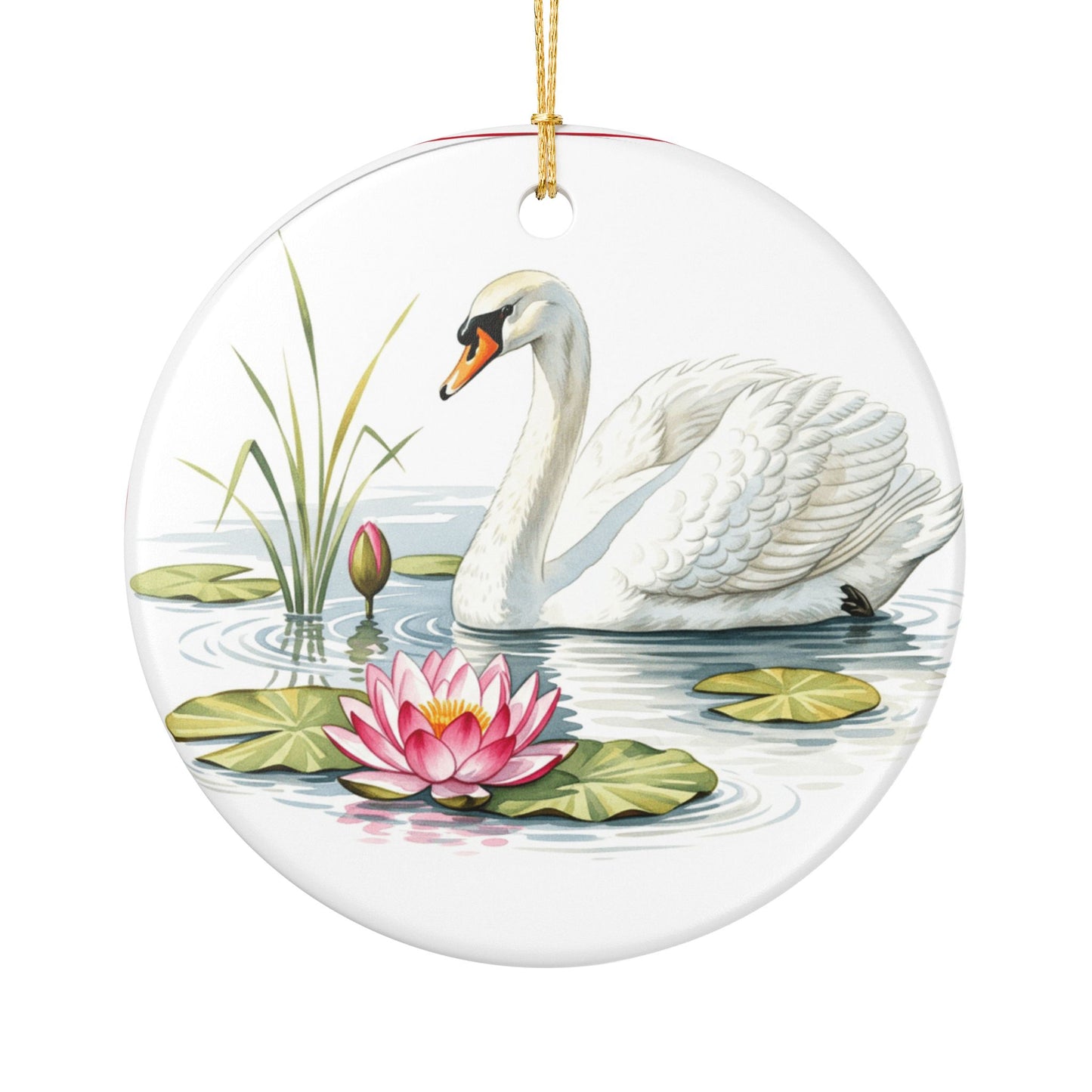Elegant Swan Ceramic Ornament, Home Decor, Holiday Gift, Wedding Decoration, Nature Lover, Christmas Tree Decor