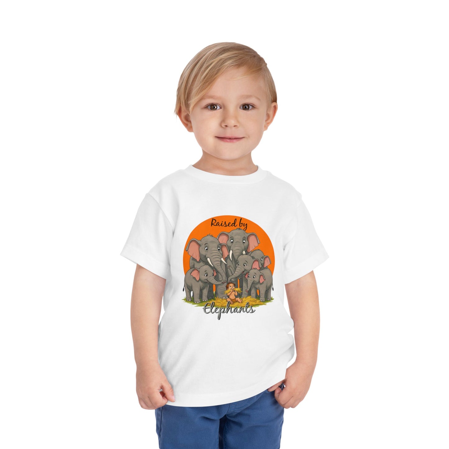 Toddler Elephant Tee - Cute Funny Kids Shirt, Gift for Animal Lovers, Raised by Elephants, Playtime Outfit, Birthday Gift, Toddler Apparel - Schmartypants