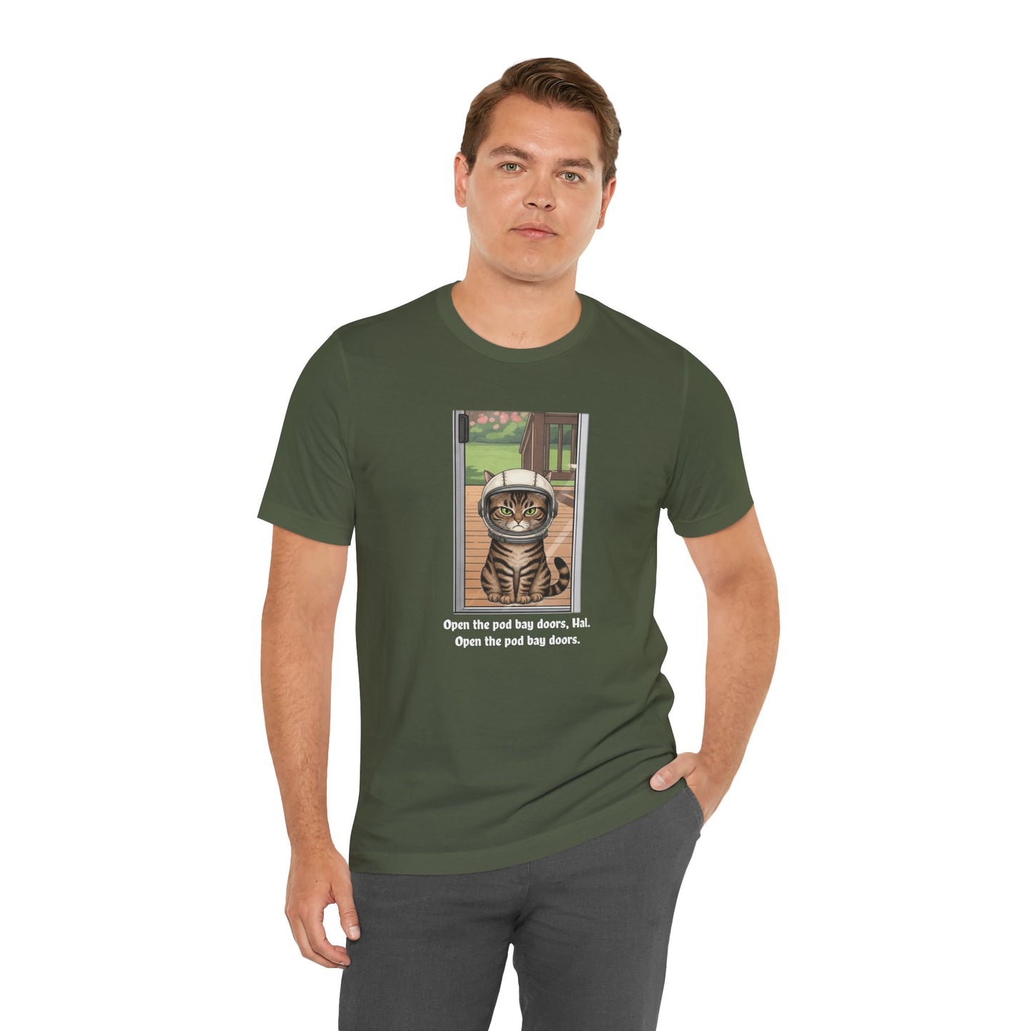 Cat Astronaut Tee, Funny Cat Shirt, Cat Lover Gift, Space Sci-Fi Tee, Hal 2001 Humor Shirt, Unisex Jersey Tee