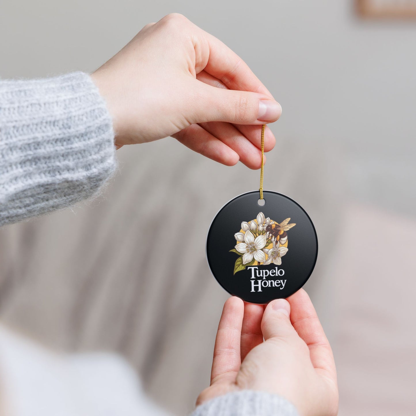 Ceramic Ornament, Tupelo Honey Inspired Van Morrison Song Bumblebee Decoration, Fan Gift, Holiday Decor, Classic Rock Music Lover, Christmas