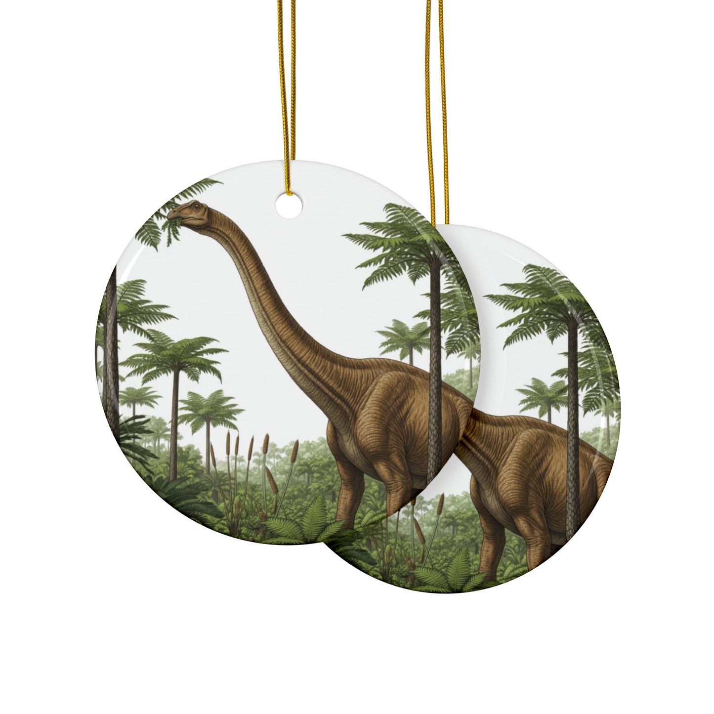Apatosaurus Dinosaur Ceramic Ornaments, 2-Sided Print, Holiday Decor, Gift for Kids, Tree Decoration, Jurassic Theme