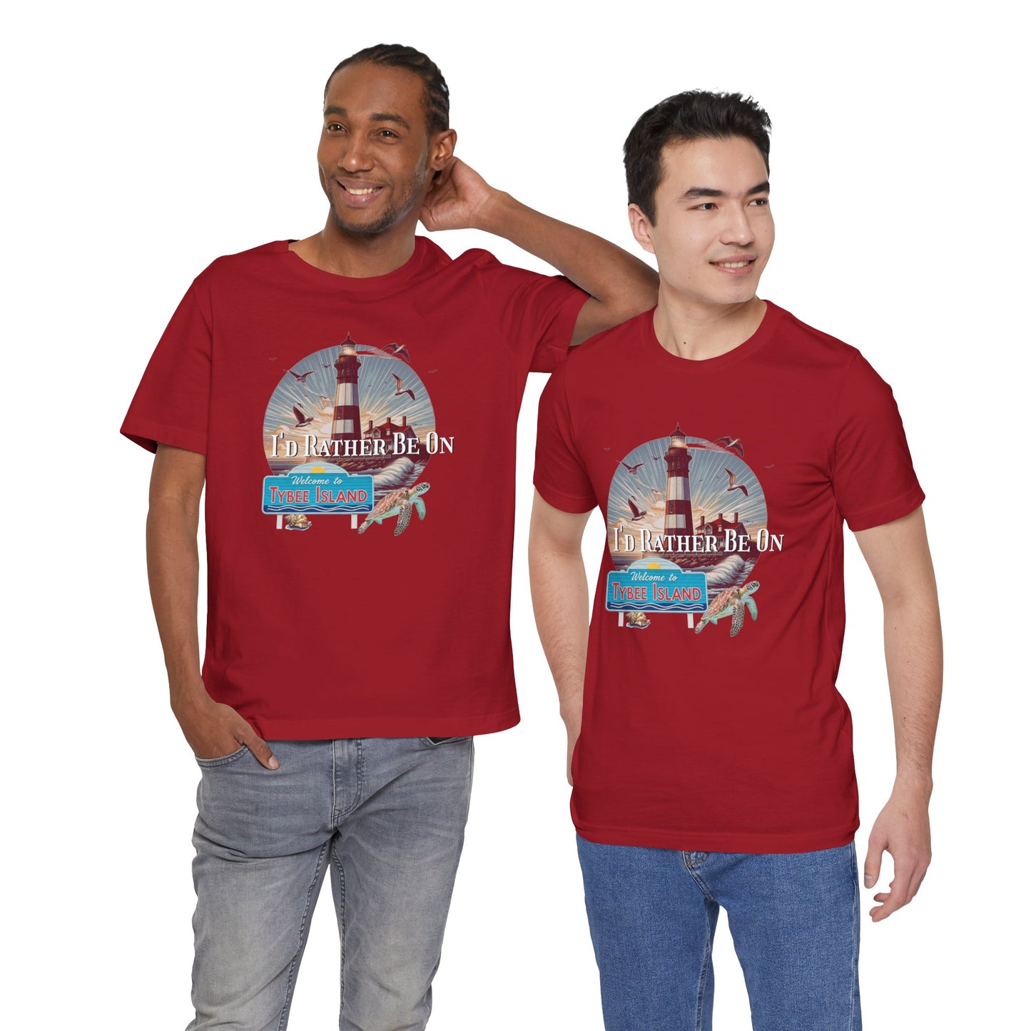 Tybee Island Georgia Unisex Jersey Tee, Laid-Back Beach Lighthouse Shirt, Island Lifestyle Apparel, Coastal Vacation Souvenir Top, Beach