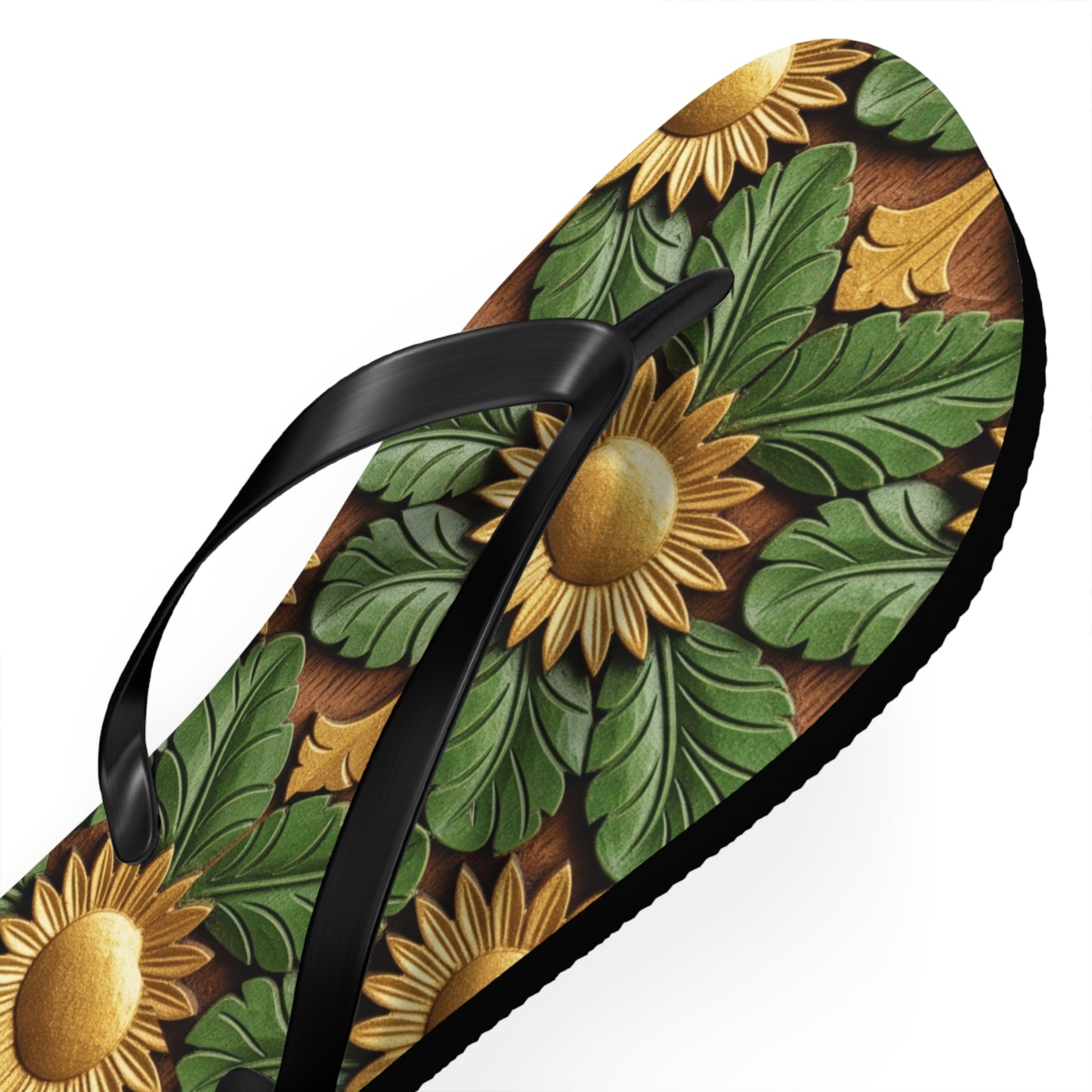 Stylish Floral Flip Flops, Personalized Beach Sandals, Sunflower Summer Footwear, Vacation Essential, Boho Chic Footwear
