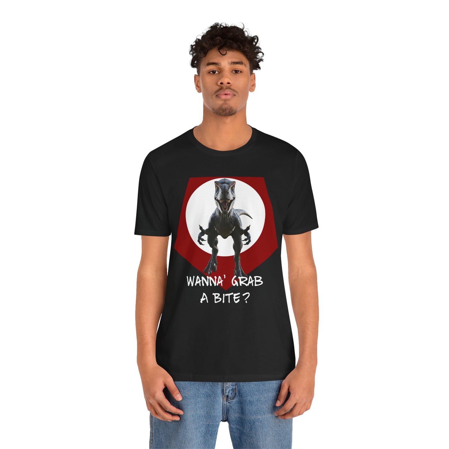 Funny Dinosaur Velociraptor 'Grab a Bite' Graphic Tee - Perfect for Casual Wear, Birthday Gifts, Jurassic Theme Parties, Chefs