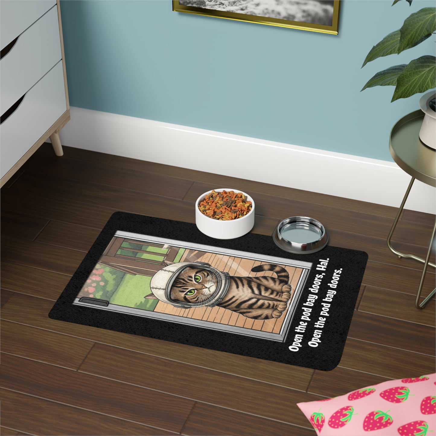 Funny 2001 Cat Food Mat, Cat Feeding Mat, Unique Pet Accessory, Science Fiction Pet Lover Gift, 2001 Space Odyssey Home Decor