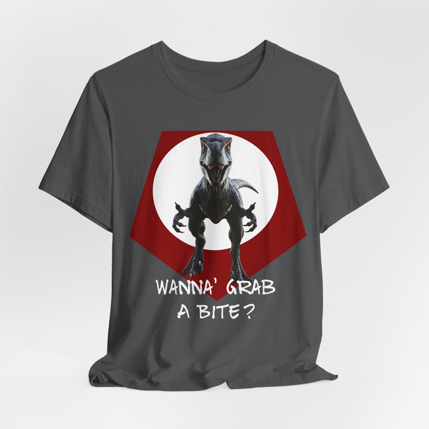 Funny Dinosaur Velociraptor 'Grab a Bite' Graphic Tee - Perfect for Casual Wear, Birthday Gifts, Jurassic Theme Parties, Chefs