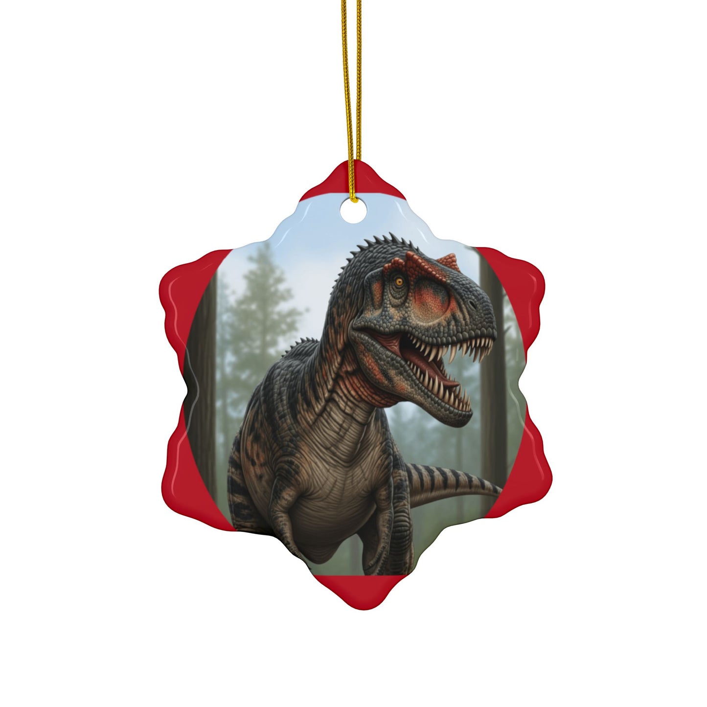 Allosaurus Dinosaur Ceramic Ornaments for Kids, Unique Holiday Decorations, Fun Gift for Dinosaur Lovers, 2-Side Print Christmas Ornaments