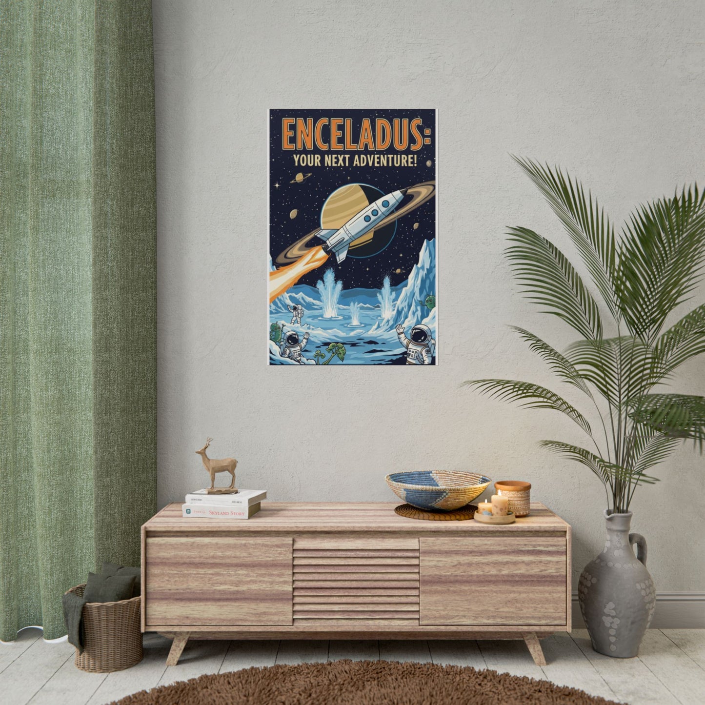 Enceladus Adventure Rolled Posters, Space Wall Art, Astronaut Decor, Travel Inspiration, Unique Gift for Space Lovers