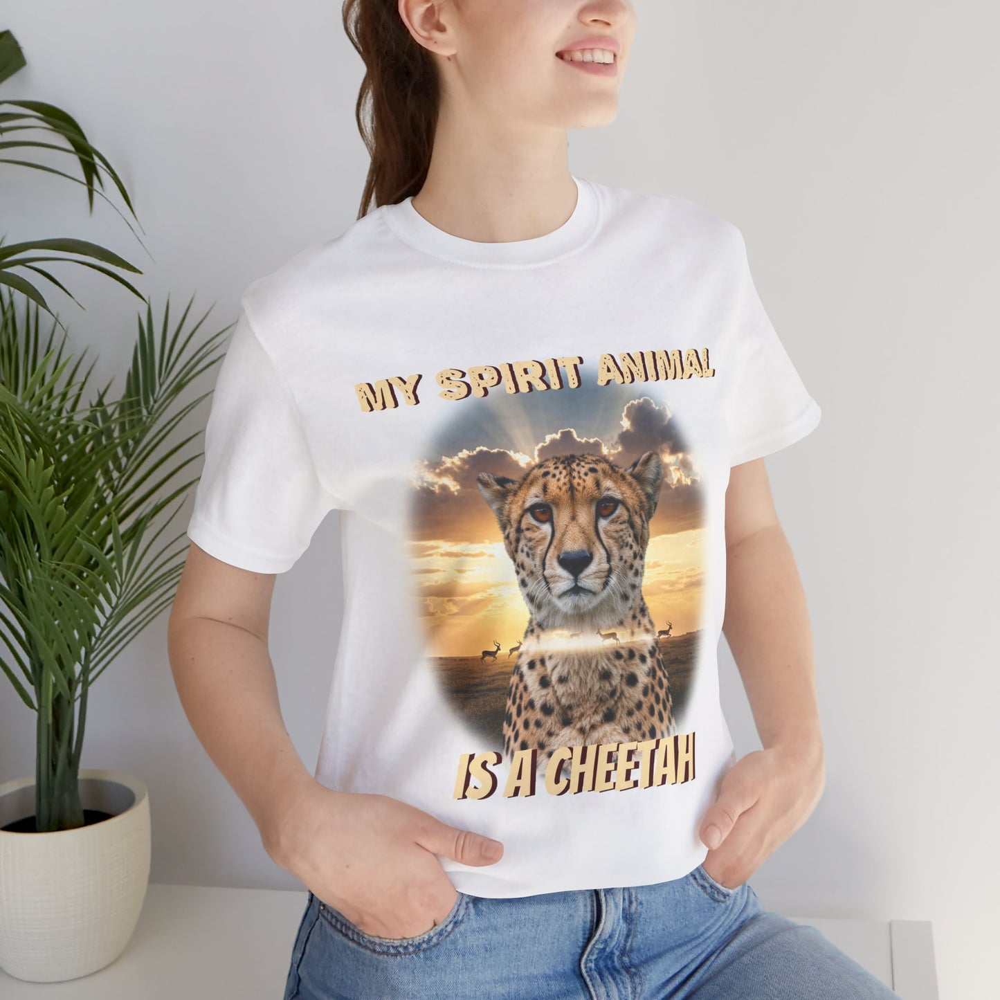 Unisex Jersey Tee - My Spirit Animal is a Cheetah - Beautiful Cheetah Natura Lover Statement - Schmartypants