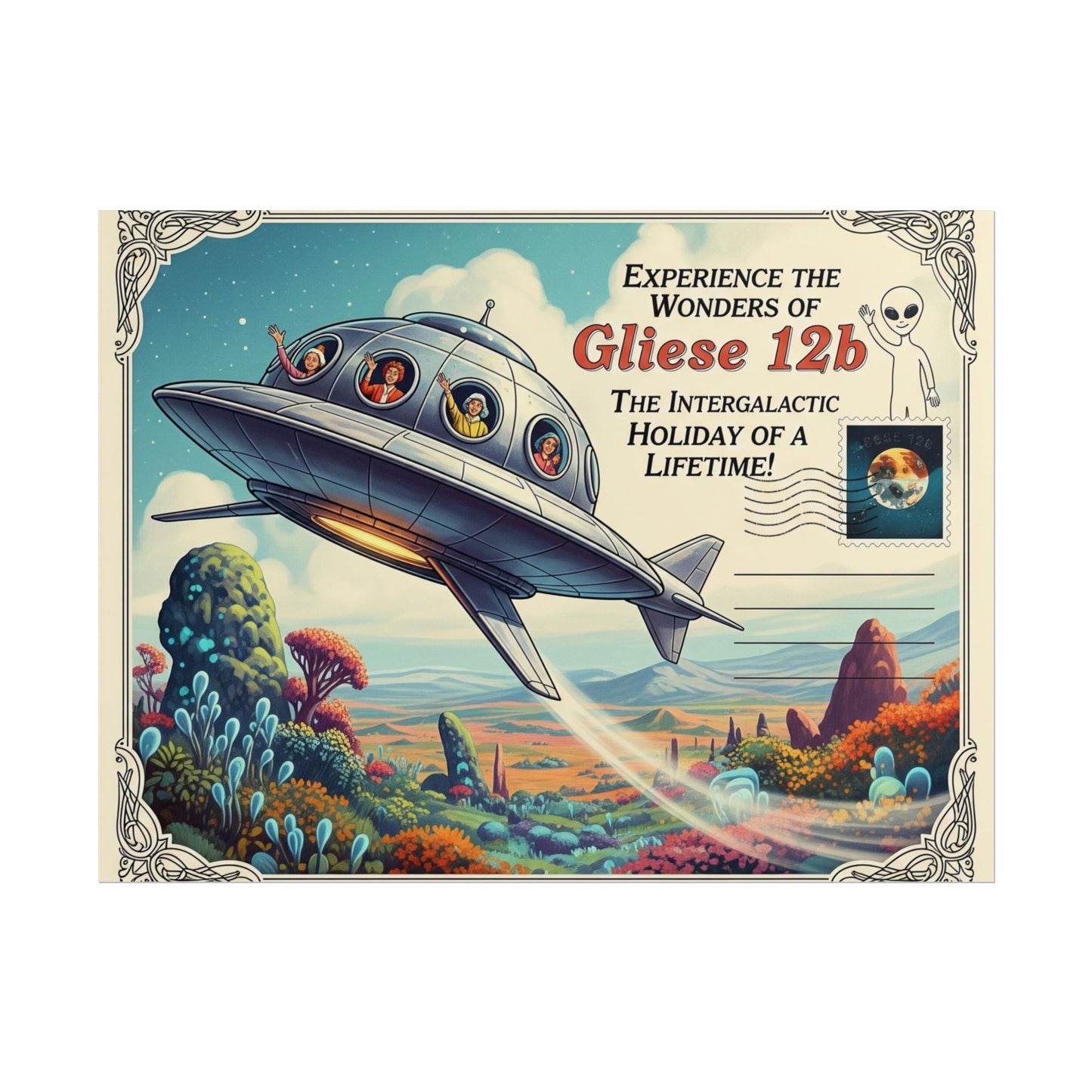 Galactic Adventure Poster, Futuristic Wall Art, Retro Space Travel Decor, Alien Theme Art, Gift for Sci-Fi Lovers