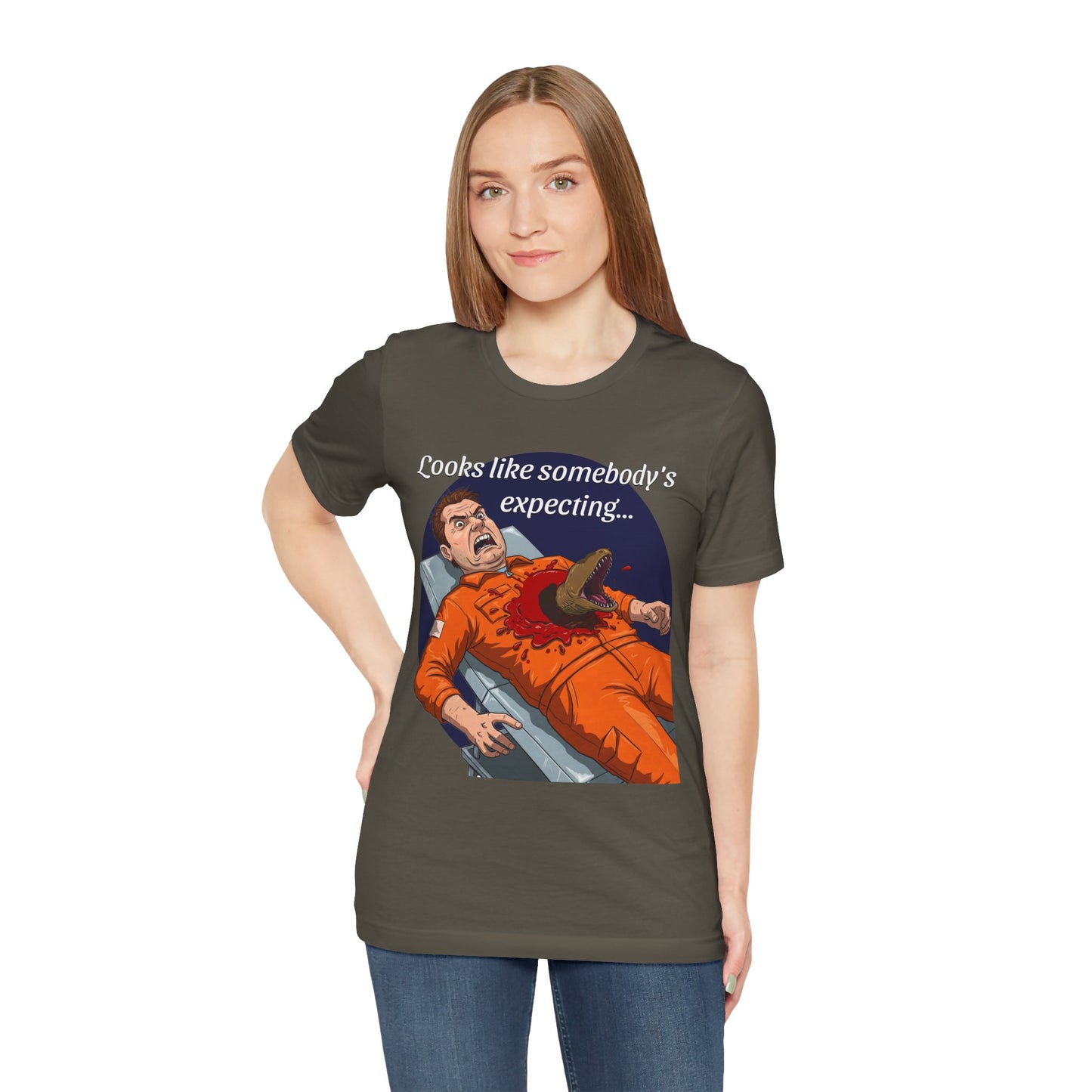 Maternity Tee for Sci-Fi Lovers, Funny Space Station Crew Member Giving Birth, Alien Movie Fan Shirt