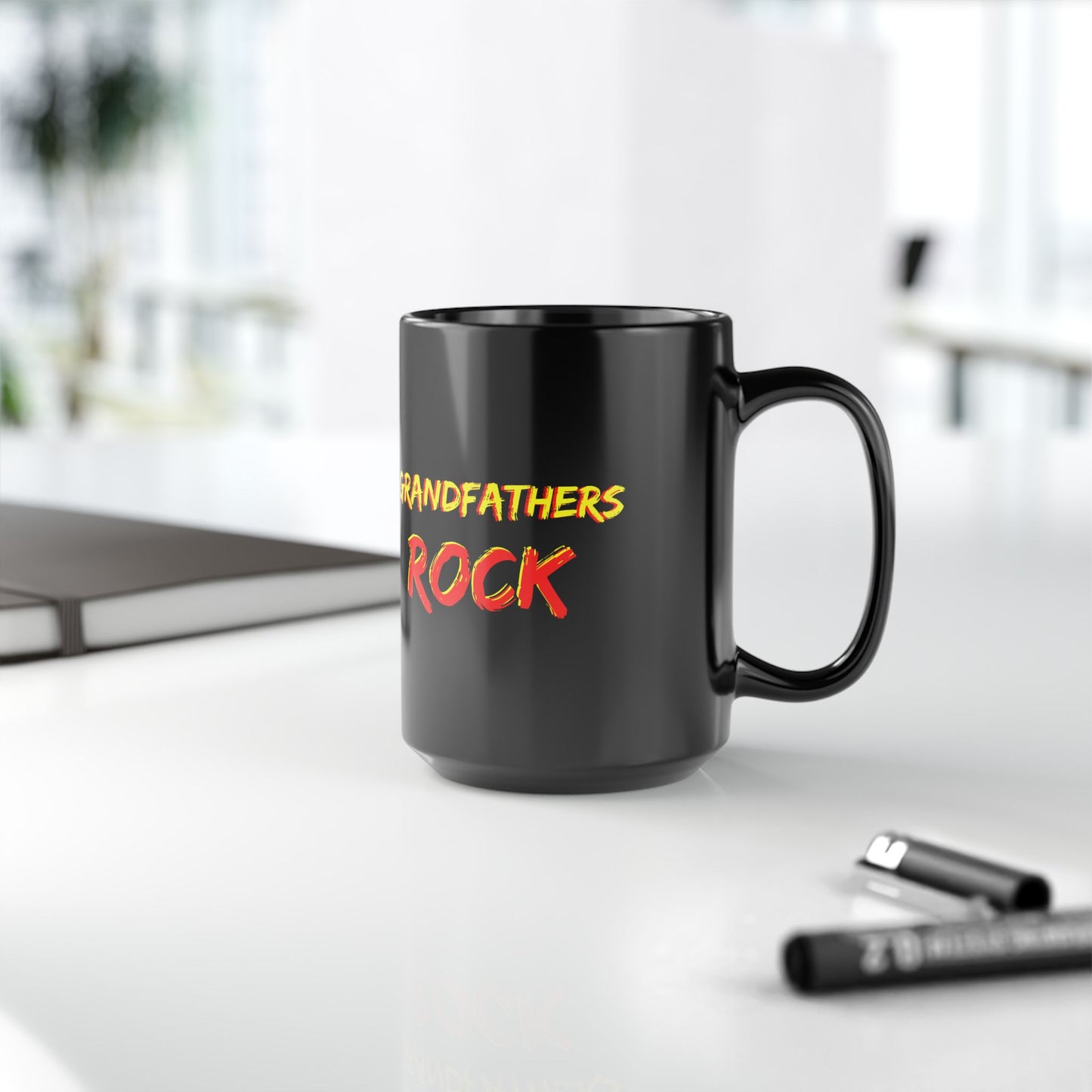 "Grandfathers Rock" Coffee Mug - Funny Black Mug for Granddad, Gift for Father's Day, Birthdays - Schmartypants