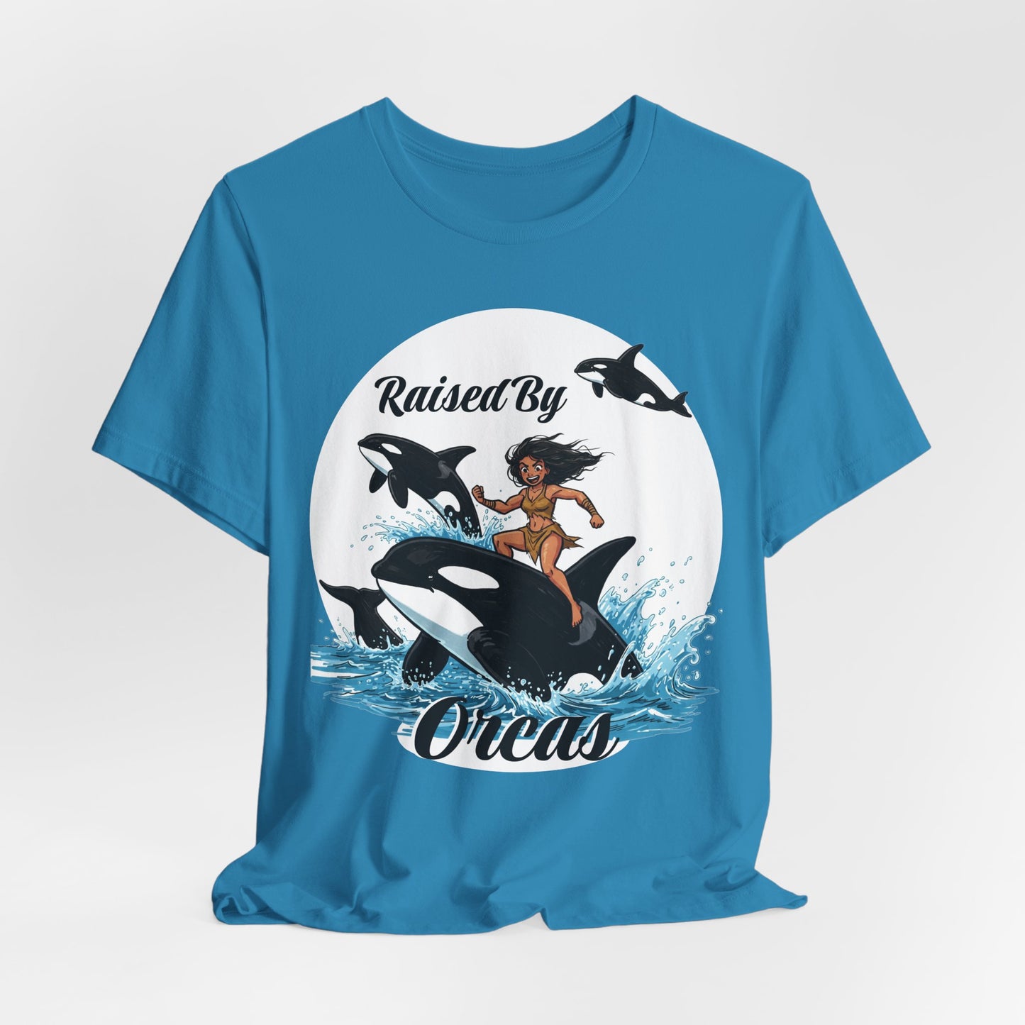 'Raised By Orcas' Unisex Tee | Ocean Lover Shirt, Animal Spirit Tee, Whale Enthusiast Gift, Nautical Apparel, Summer Essentials