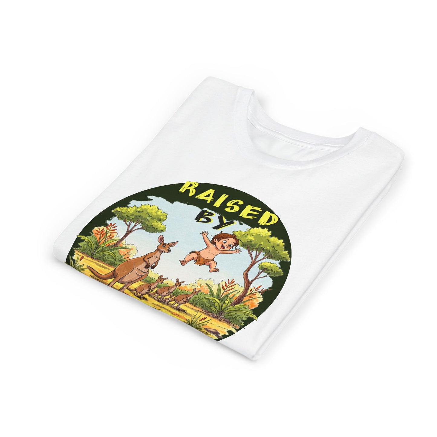 'Raised by Kangaroos' Youth Short Sleeve Tee - Fun Nature Graphic T-Shirt for Kids, Aussies - Schmartypants