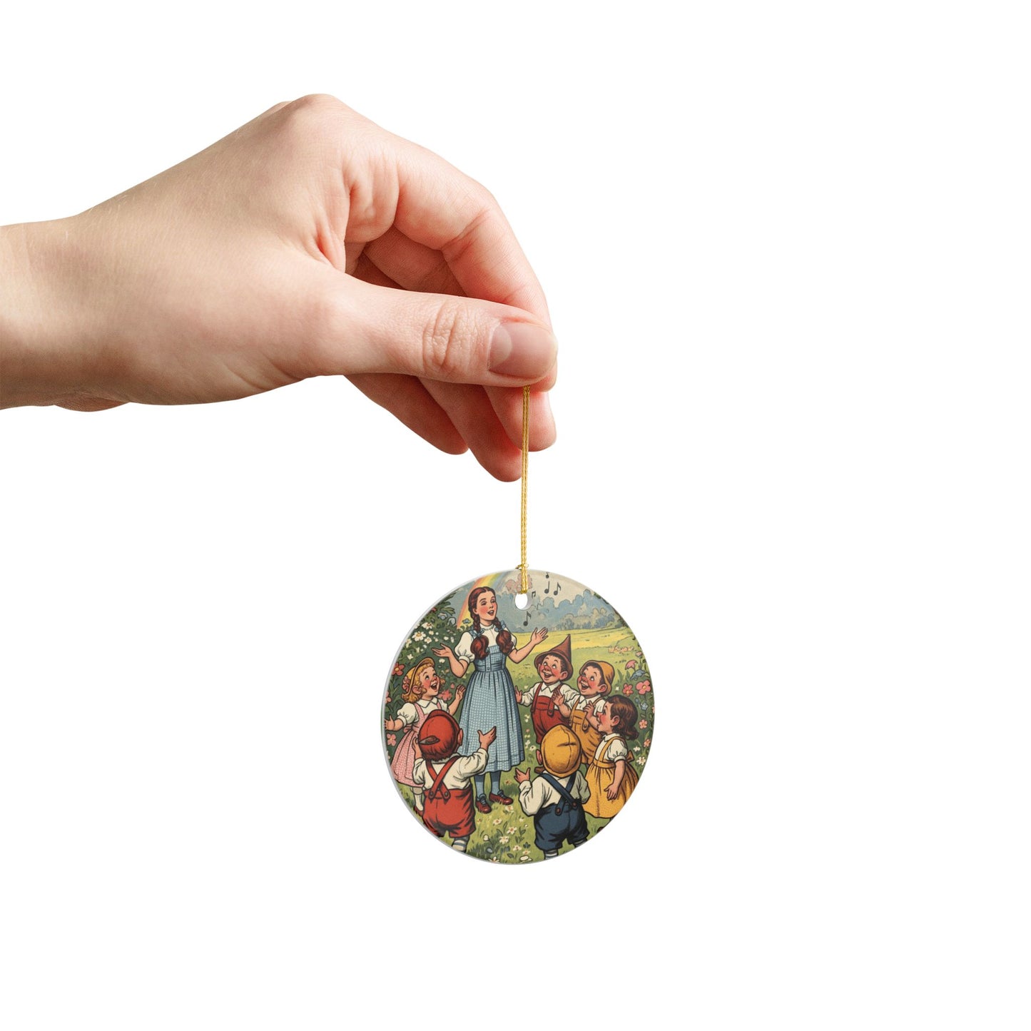 Ceramic Ornament, Wizard of Oz Christmas Tree Ornament, Dorothy and Munchkins, Xmas Decor, Holiday Gift, Collectible Decoration