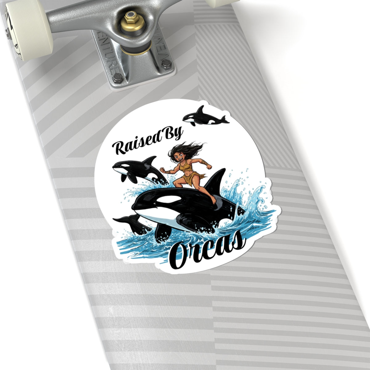 Funny 'Raised by Orcas' Stickers, Fun Nautical Decor, Coastal Vibes, Marine Life Gift, Raised By Orcas