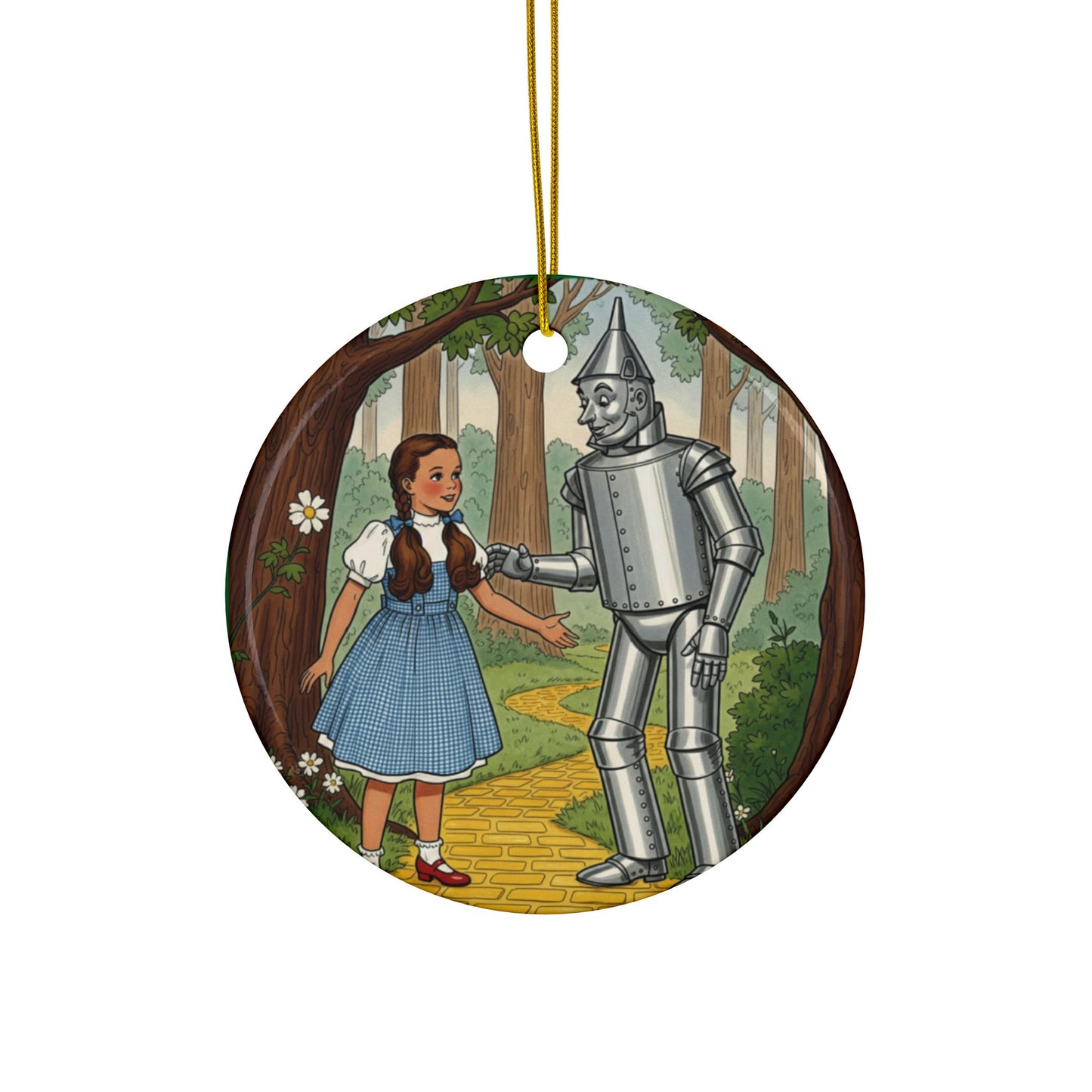 Whimsical Ceramic Ornaments, Wizard of Oz Decor, Holiday Tree Decorations, Unique Gifts for Kids, Magical Keepsakes, 2-Sided Print